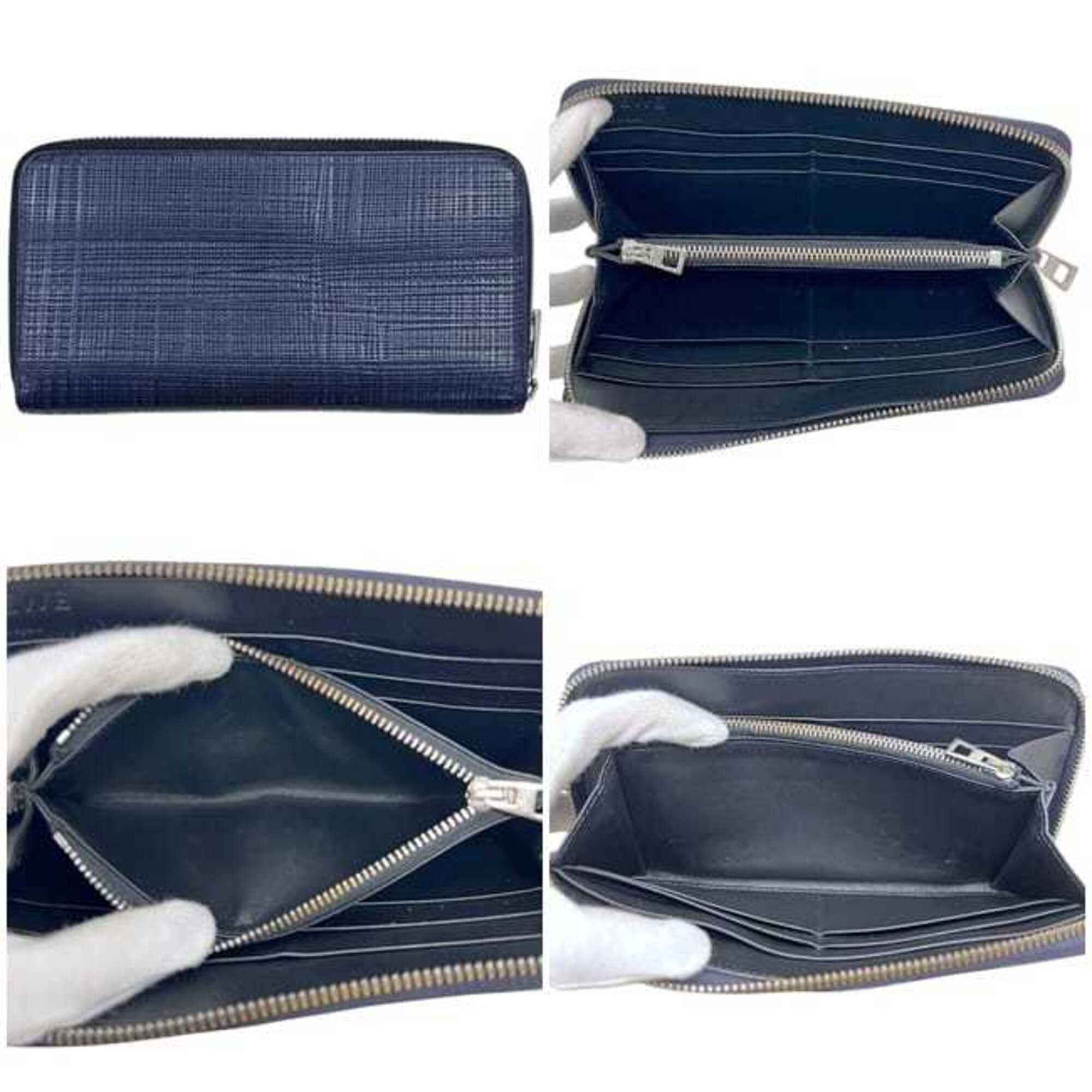 Loewe Loewe Round Long Wallet ec-25326 Navy Linen Anagram 101N88.F13 Leather 411509 LOEWE Blue Men's Women's Size ONE SIZE - 3 Thumbnail