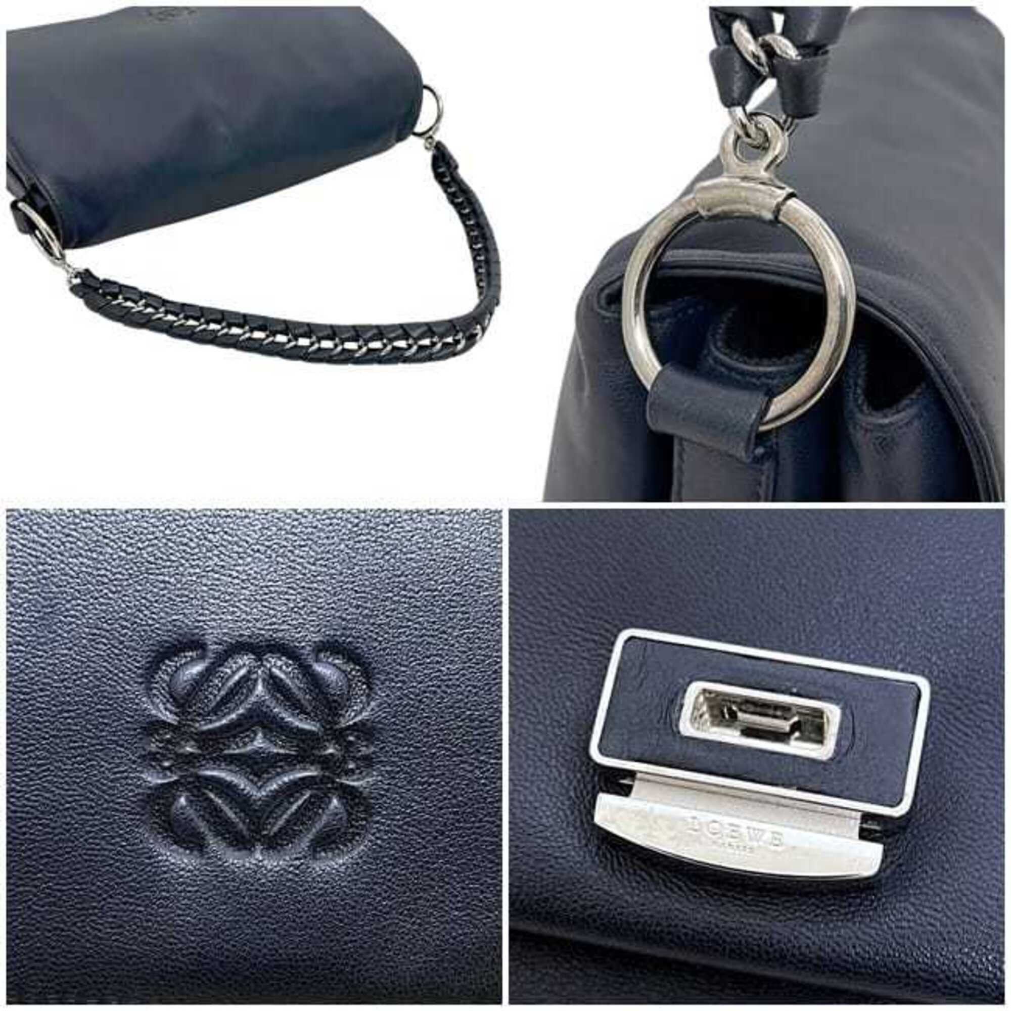 Loewe Loewe 2-way bag, navy blue, Anagram logo, chain handle, nappa leather, 061401 LOEWE Size ONE SIZE - 5 Thumbnail