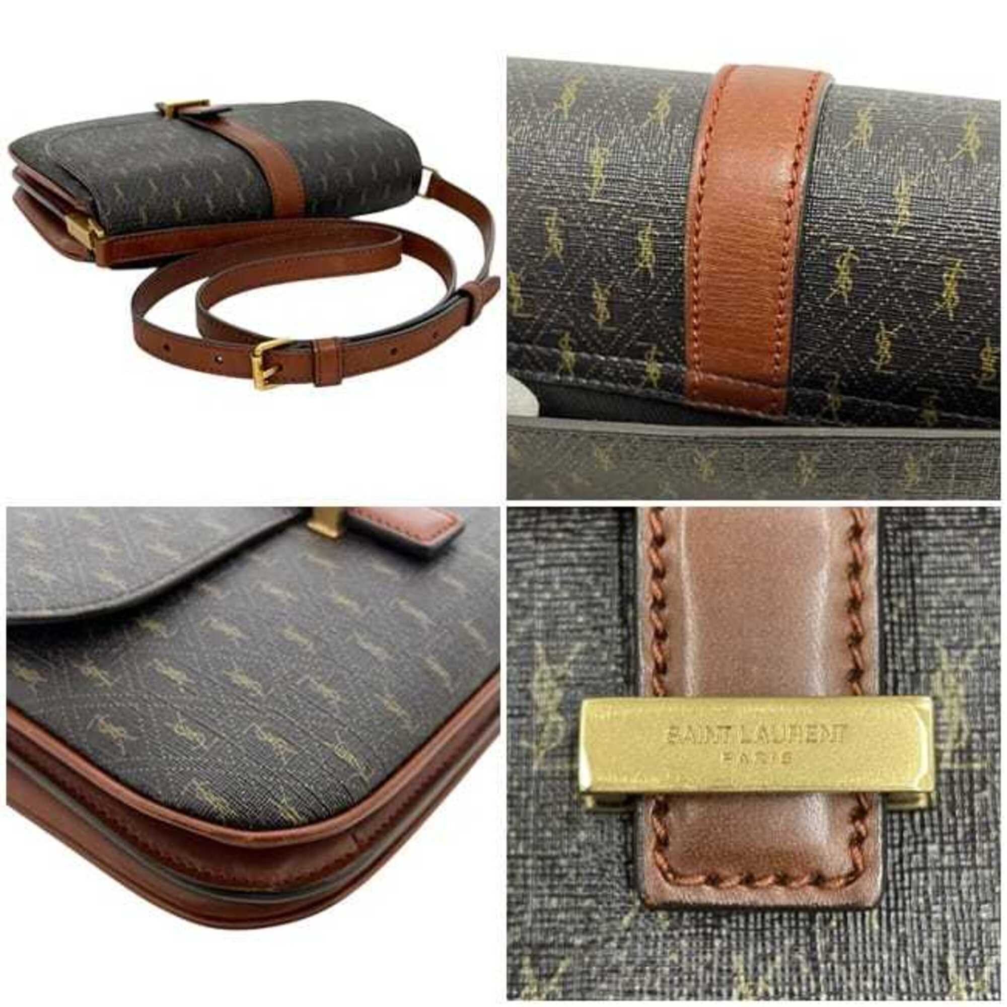 Saint Laurent Paris Saint Laurent Shoulder Bag Satchel f-25341 Dark Brown Monogram GAB 568604 0721 PVC Leather SAINT LAURENT PARIS YSL Flap Crossbody Size ONE SIZE - 6 Thumbnail