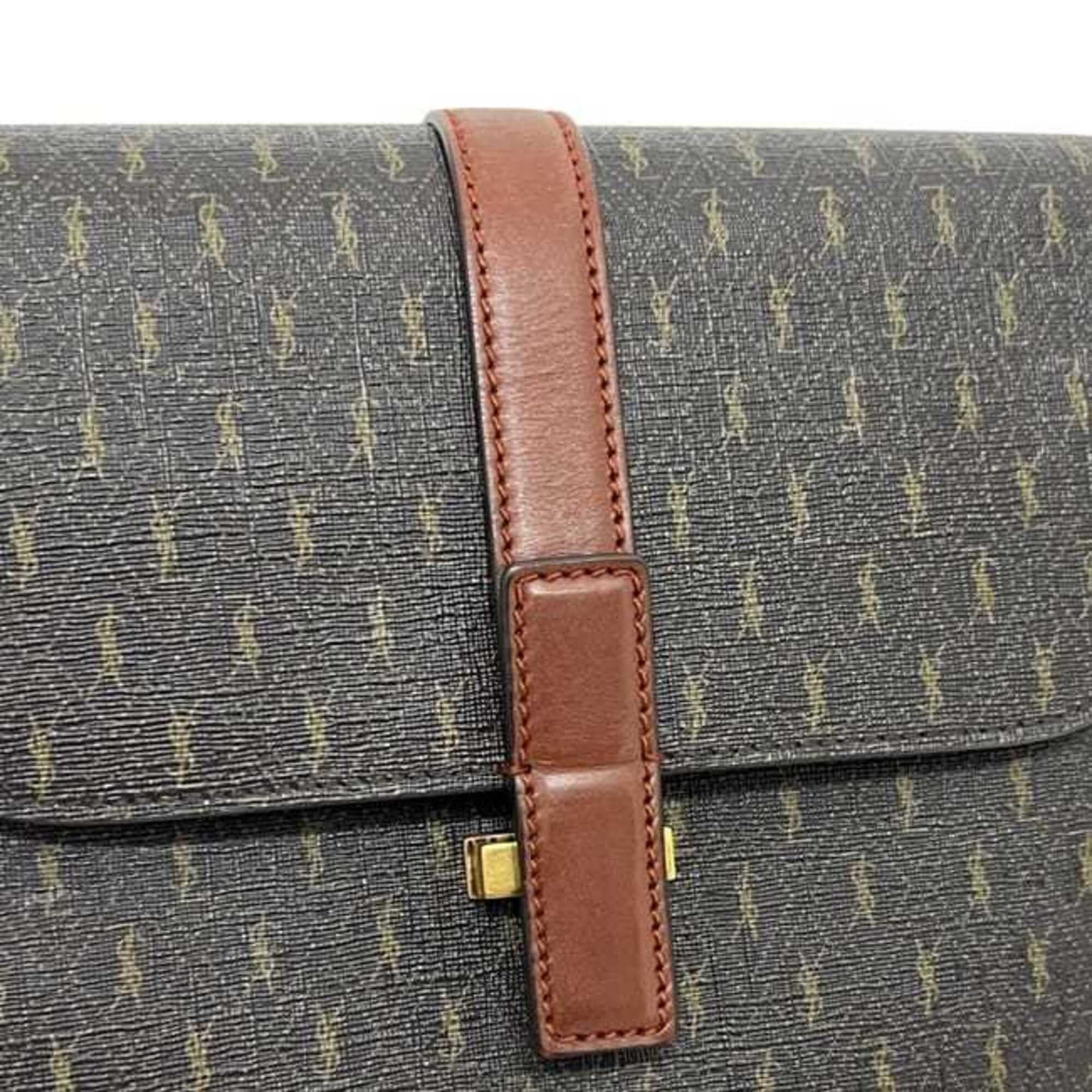 Saint Laurent Paris Saint Laurent Shoulder Bag Satchel f-25341 Dark Brown Monogram GAB 568604 0721 PVC Leather SAINT LAURENT PARIS YSL Flap Crossbody Size ONE SIZE - 7 Thumbnail