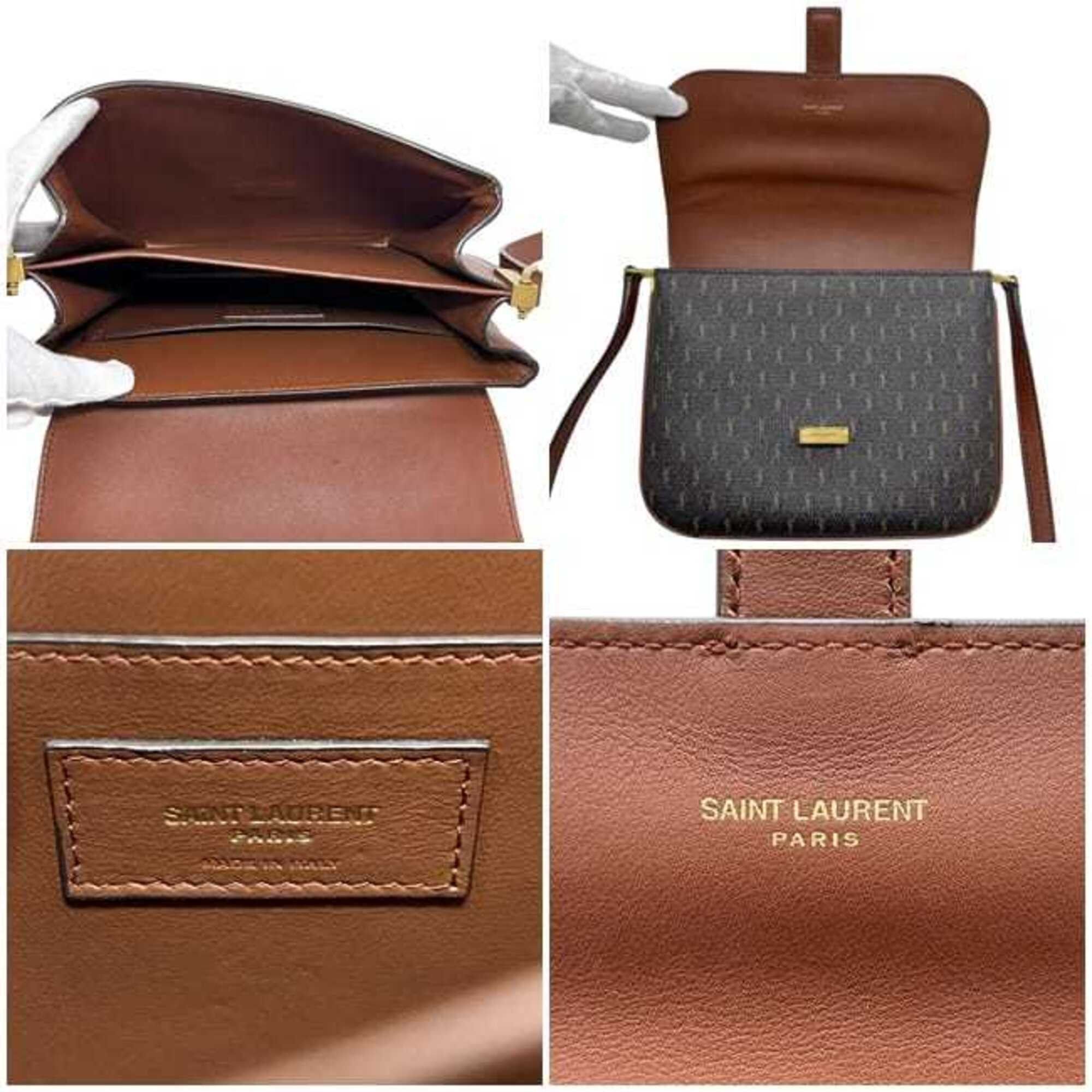 Saint Laurent Paris Saint Laurent Shoulder Bag Satchel f-25341 Dark Brown Monogram GAB 568604 0721 PVC Leather SAINT LAURENT PARIS YSL Flap Crossbody Size ONE SIZE - 4 Thumbnail