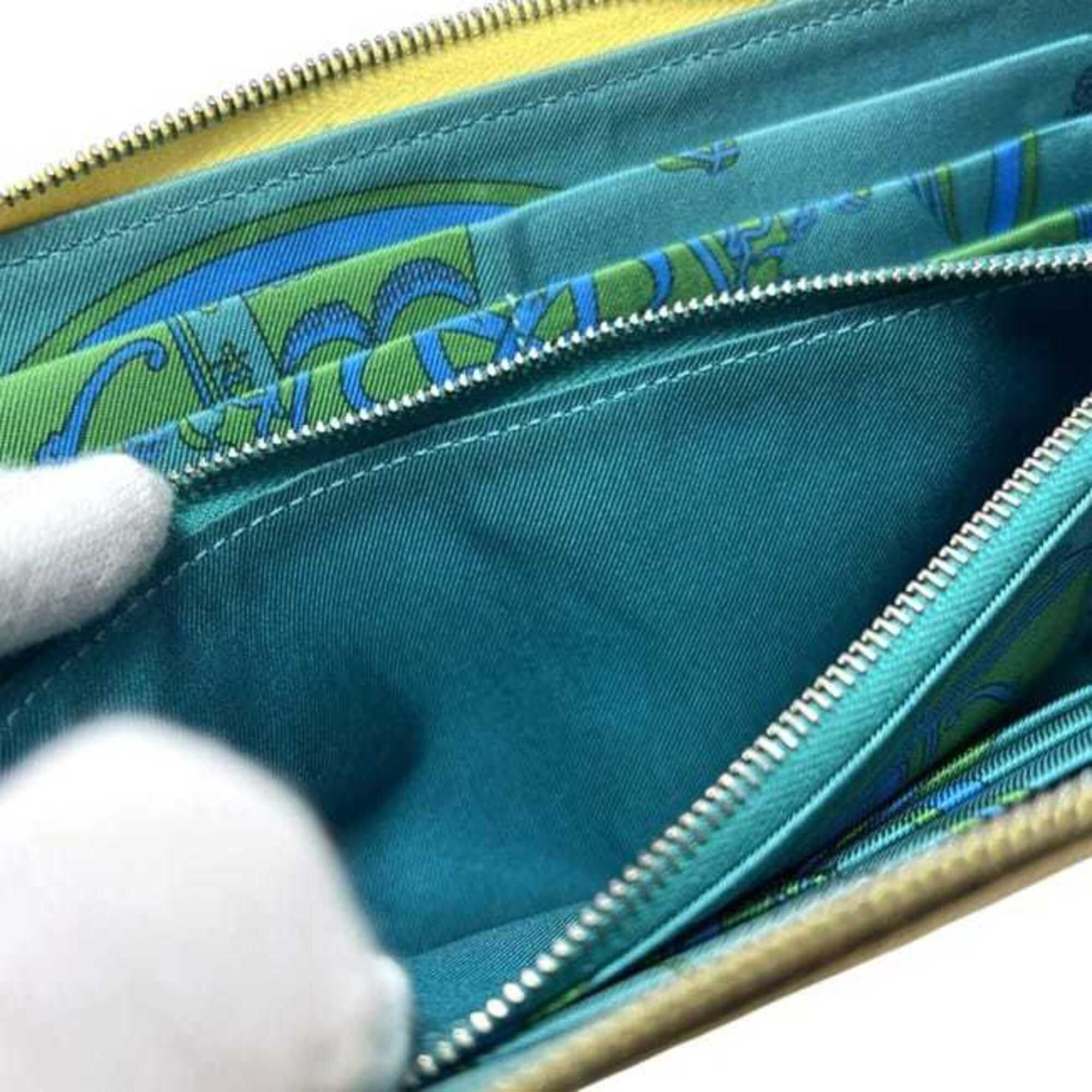 Hermes Hermes Azap Silk In Round Long Wallet f-25346 Yellow Leather X Stamp HERMES Genuine Lemon Pastel Women's Men's Size ONE SIZE - 4 Thumbnail
