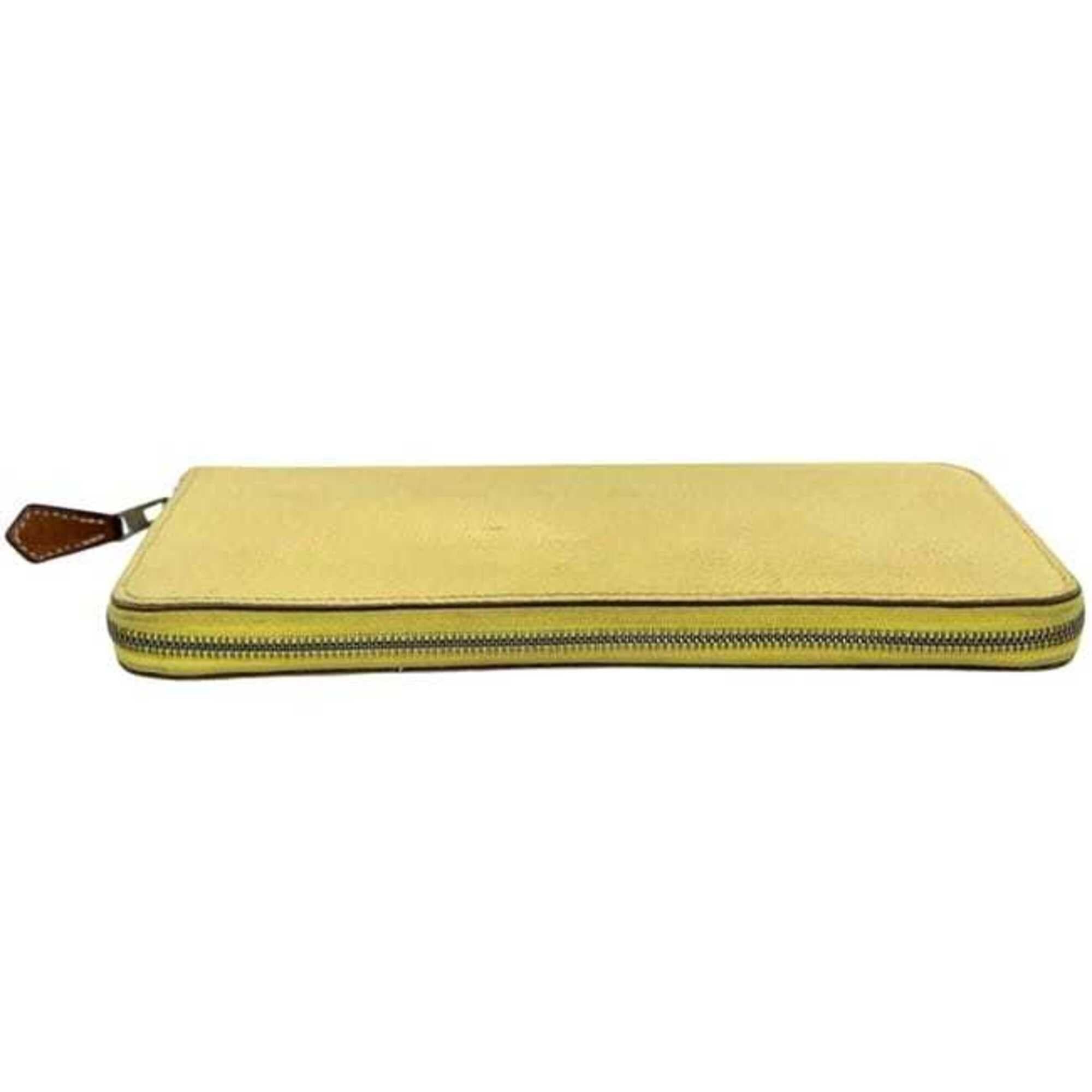 Hermes Hermes Azap Silk In Round Long Wallet f-25346 Yellow Leather X Stamp HERMES Genuine Lemon Pastel Women's Men's Size ONE SIZE - 7 Thumbnail