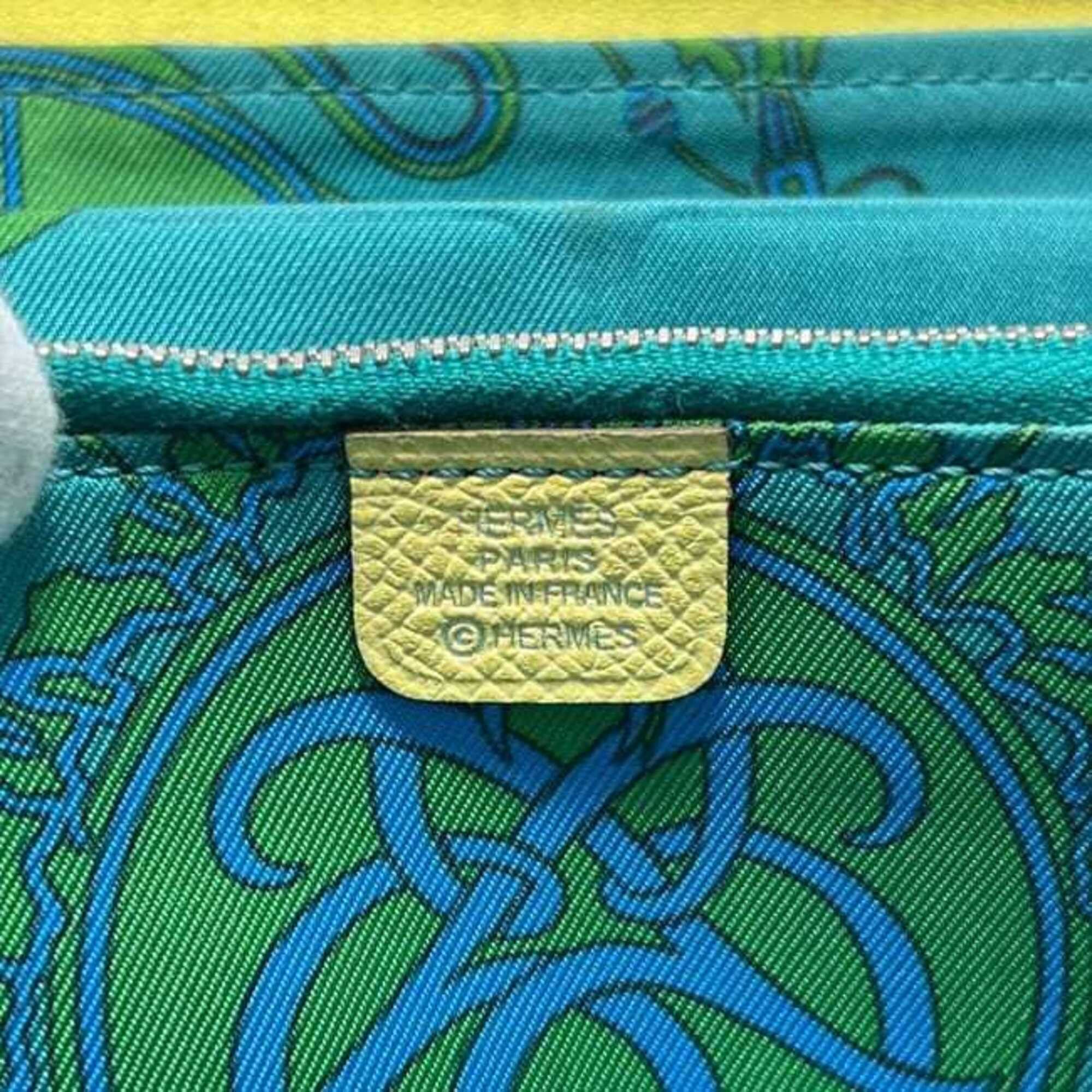 Hermes Hermes Azap Silk In Round Long Wallet f-25346 Yellow Leather X Stamp HERMES Genuine Lemon Pastel Women's Men's Size ONE SIZE - 5 Thumbnail