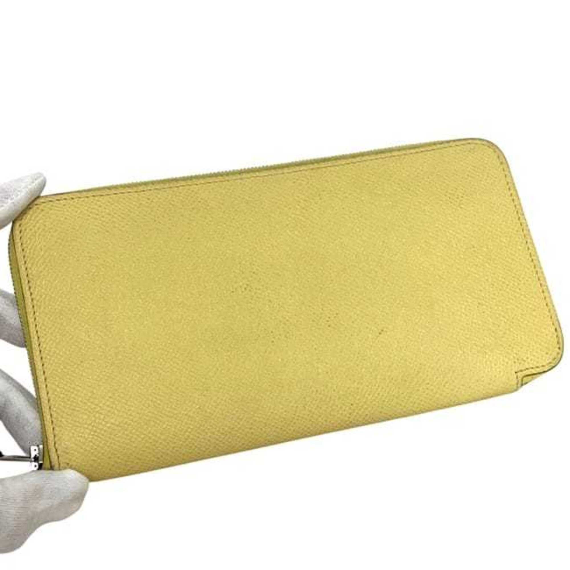 Hermes Hermes Azap Silk In Round Long Wallet f-25346 Yellow Leather X Stamp HERMES Genuine Lemon Pastel Women's Men's Size ONE SIZE - 11 Thumbnail