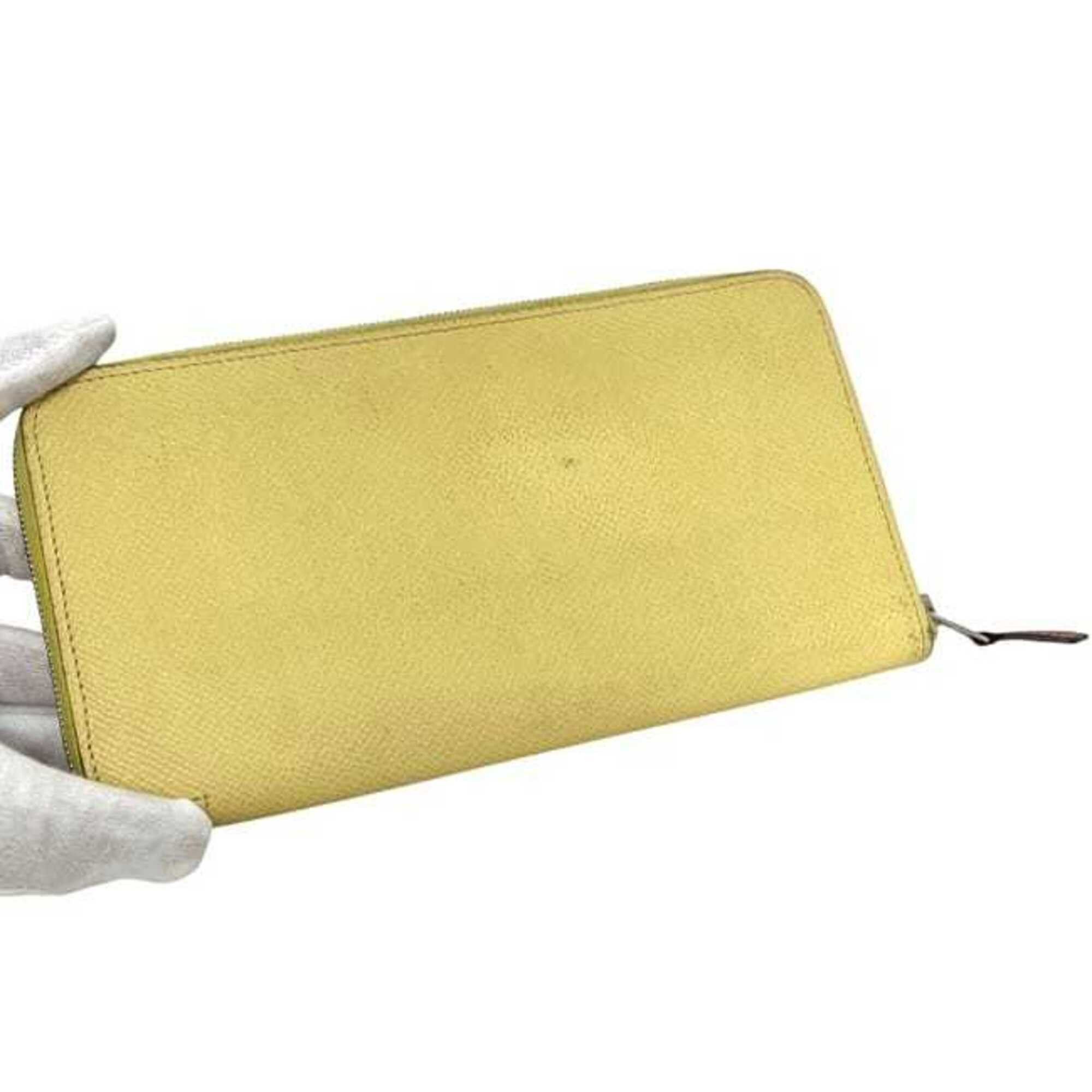 Hermes Hermes Azap Silk In Round Long Wallet f-25346 Yellow Leather X Stamp HERMES Genuine Lemon Pastel Women's Men's Size ONE SIZE - 10 Thumbnail