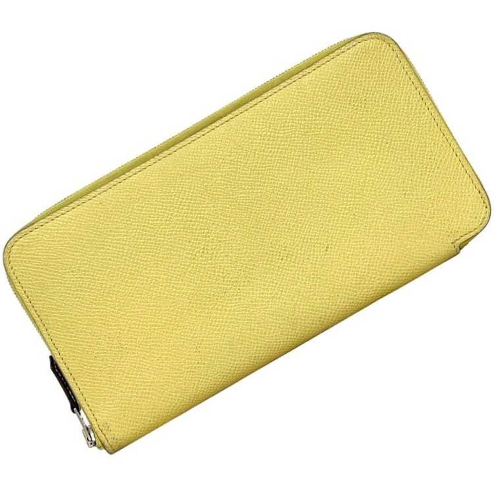 Hermes Hermes Azap Silk In Round Long Wallet f-25346 Yellow Leather X Stamp HERMES Genuine Lemon Pastel Women's Men's Size ONE SIZE - 2 Thumbnail