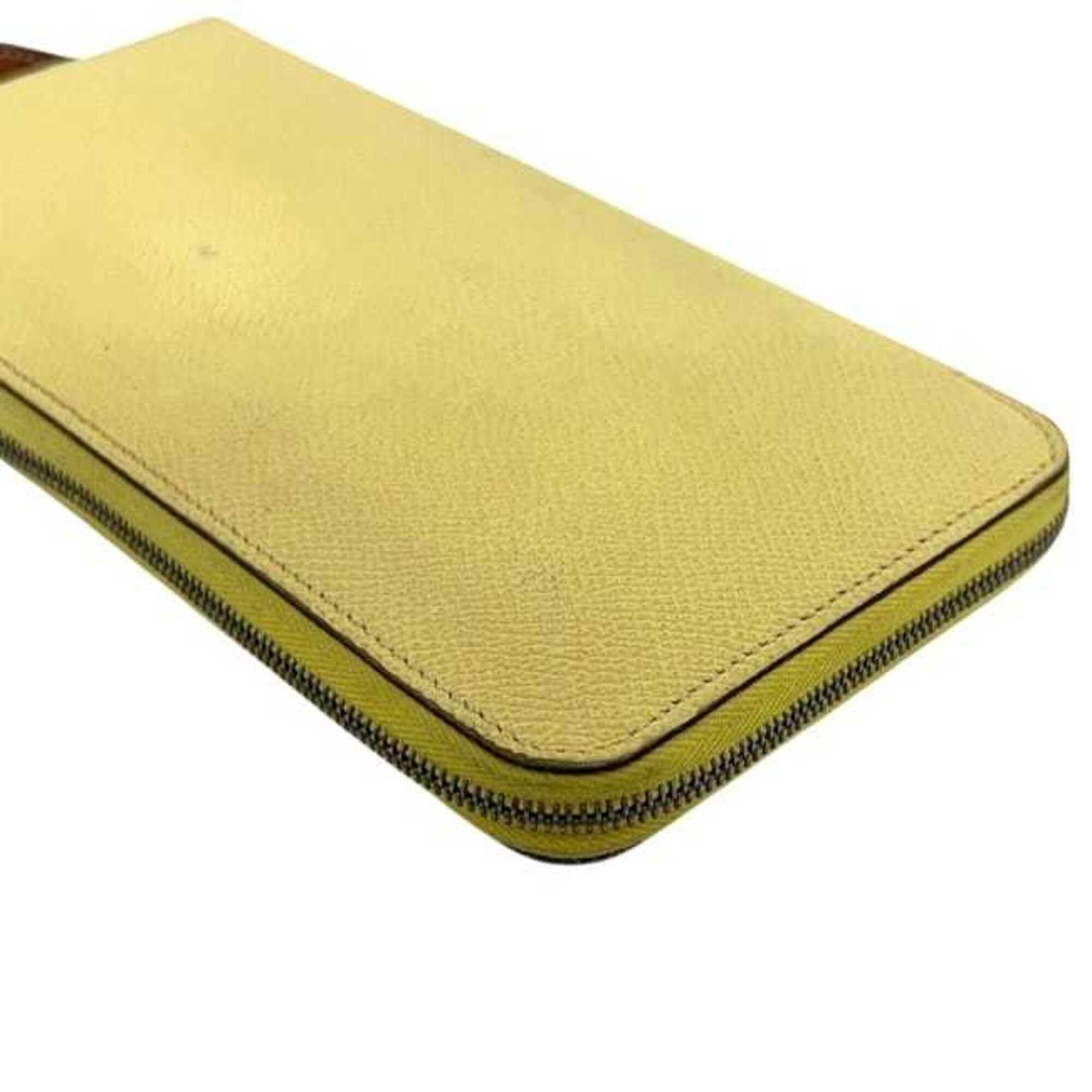 Hermes Hermes Azap Silk In Round Long Wallet f-25346 Yellow Leather X Stamp HERMES Genuine Lemon Pastel Women's Men's Size ONE SIZE - 9 Thumbnail
