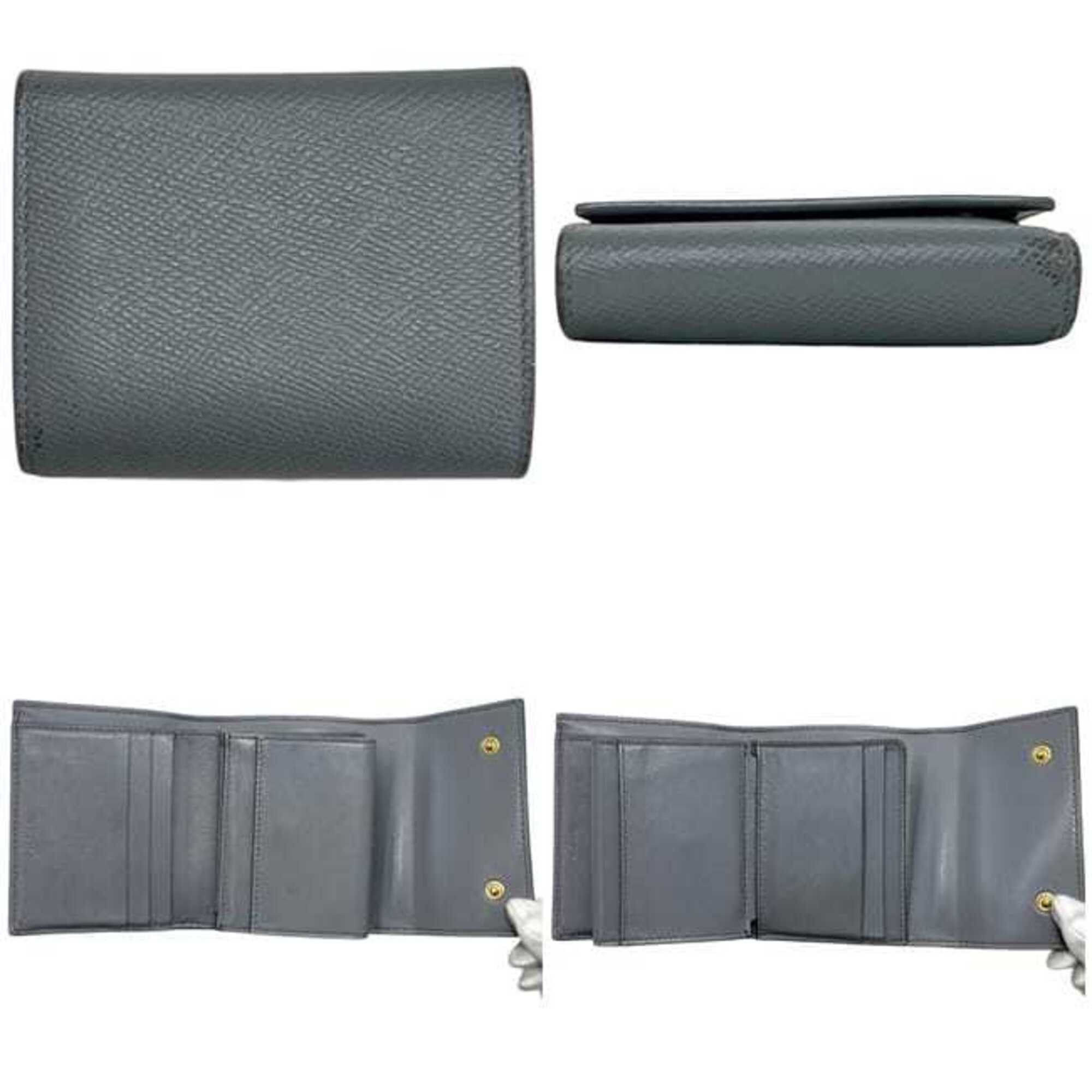 Celine Celine Trifold Wallet ec-25322 Gray 10B57 3BEL 38NO Leather S-FG-0129 CELINE Compact Folding Grain Women's Size ONE SIZE - 3 Thumbnail