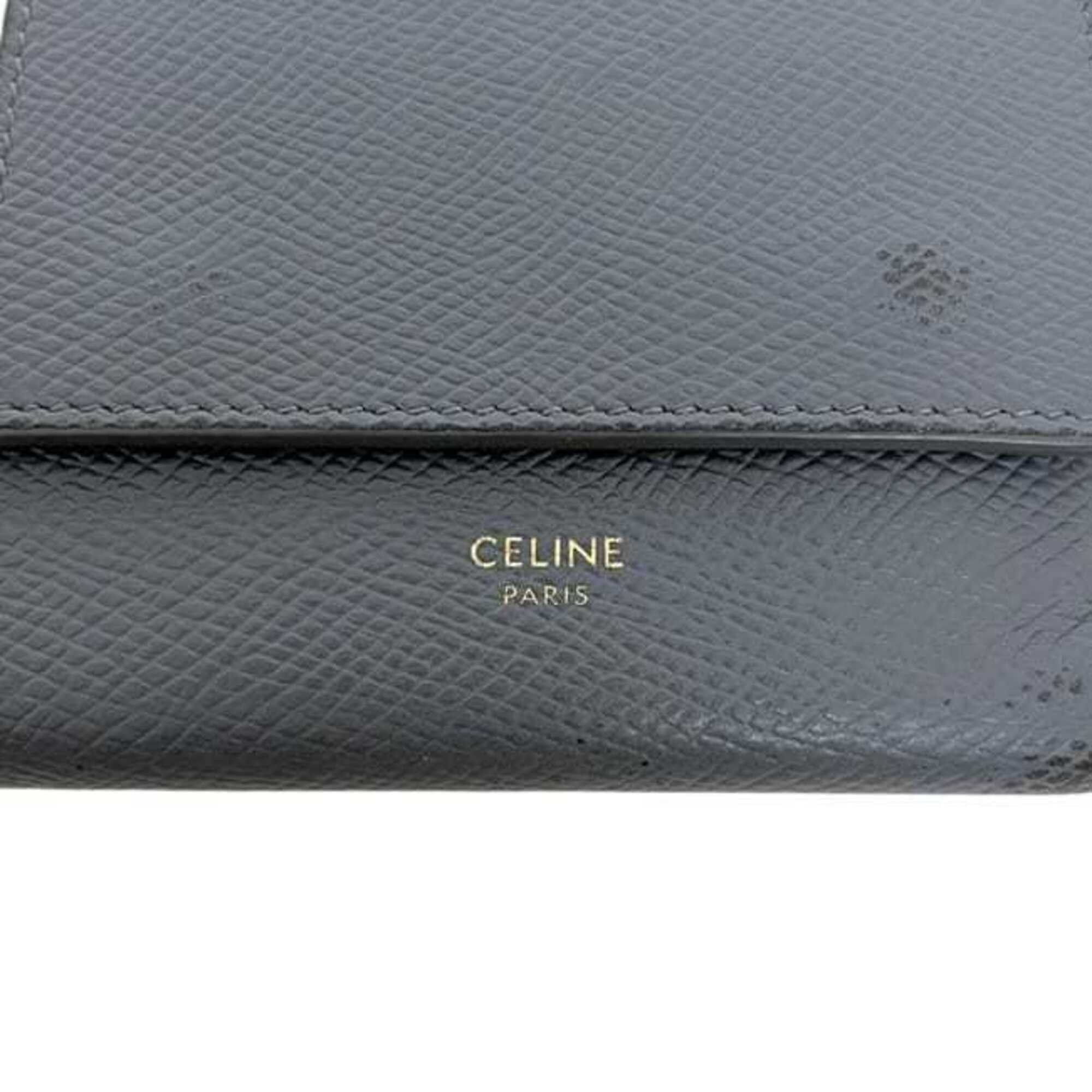 Celine Celine Trifold Wallet ec-25322 Gray 10B57 3BEL 38NO Leather S-FG-0129 CELINE Compact Folding Grain Women's Size ONE SIZE - 11 Thumbnail
