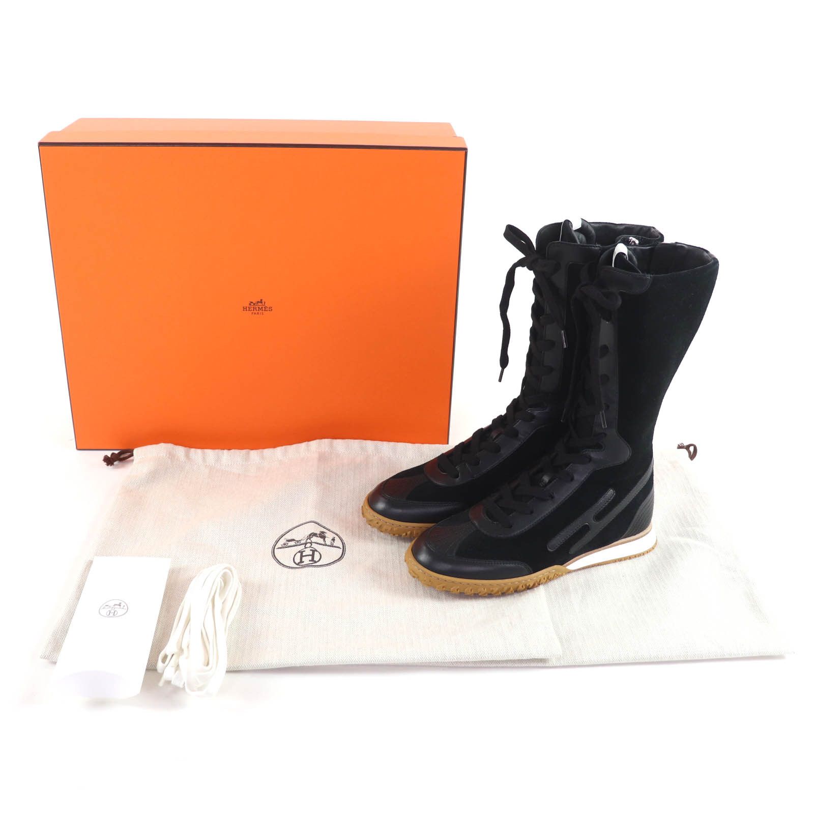Hermes Hermes Hermes High Cut Sneakers Veau Velours Nappa Leather Sneakers36 Leather Shoes DUTY FREE for USA Size ONE SIZE - 2 Thumbnail