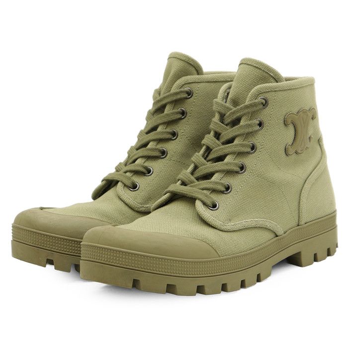 Celine Celine Celine Patapans Canvas Rubber Lace Up Boots Leather Shoes DUTY FREE for USA Size ONE SIZE - 2 Thumbnail