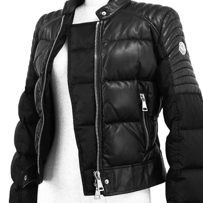 Moncler Moncler Moncler Leather Combination Down Jacket Leather Outerwear DUTY FREE for USA Size ONE SIZE - 2 Thumbnail