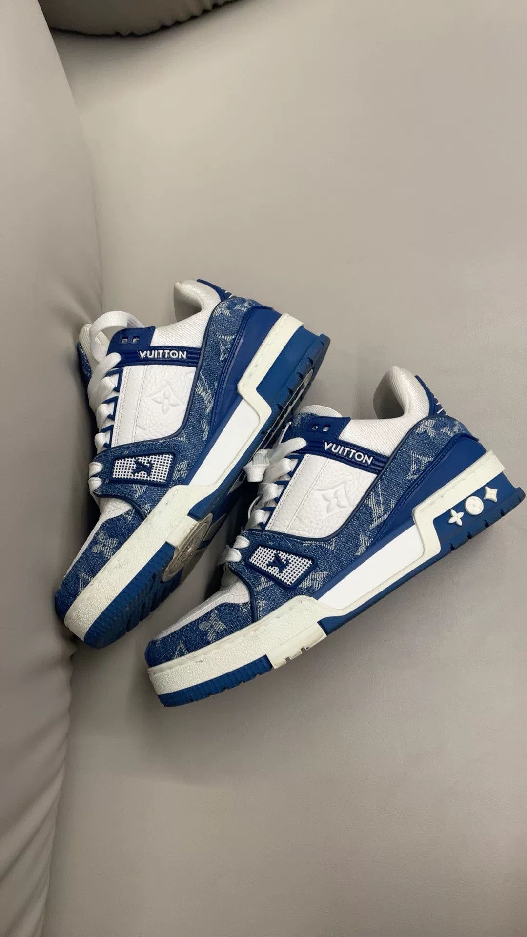 Louis Vuitton LV Trainer White Denim Blue Sneakers Size US 6 / EU 39 - 2 Thumbnail