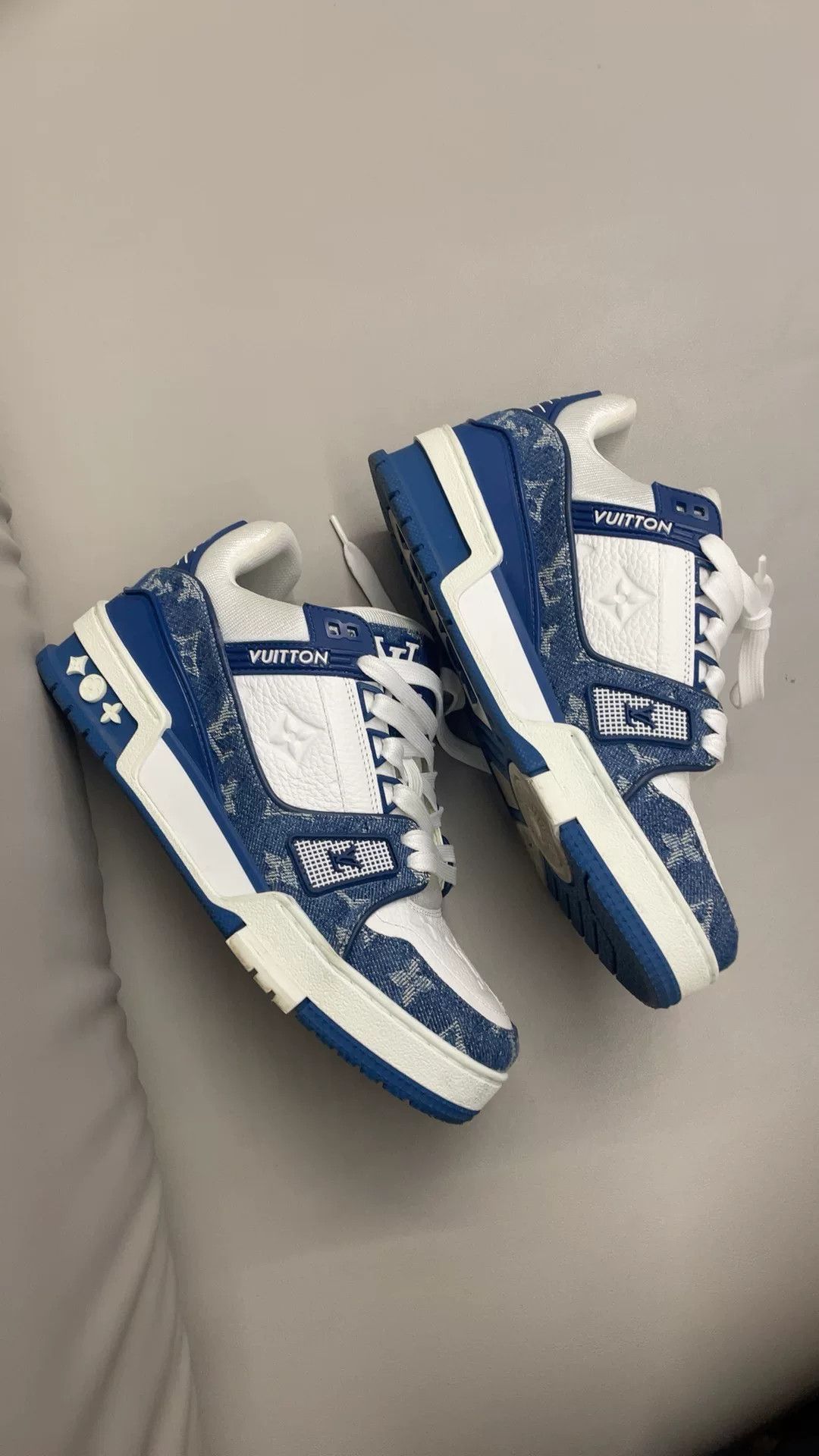 Louis Vuitton LV Trainer White Denim Blue Sneakers Size US 6 / EU 39 - 3 Thumbnail