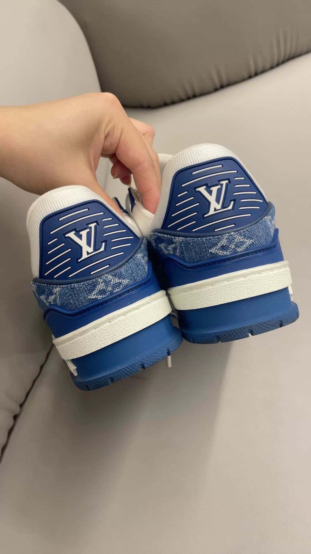 Louis Vuitton LV Trainer White Denim Blue Sneakers Size US 6 / EU 39 - 5 Thumbnail