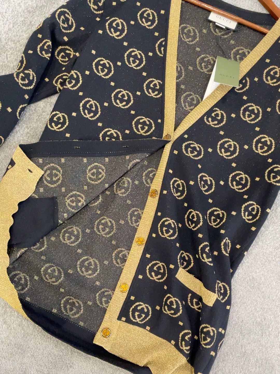 Gucci Gucci Black Gold Double G Knit Cardigan Size L / US 10 / IT 46 - 5 Thumbnail