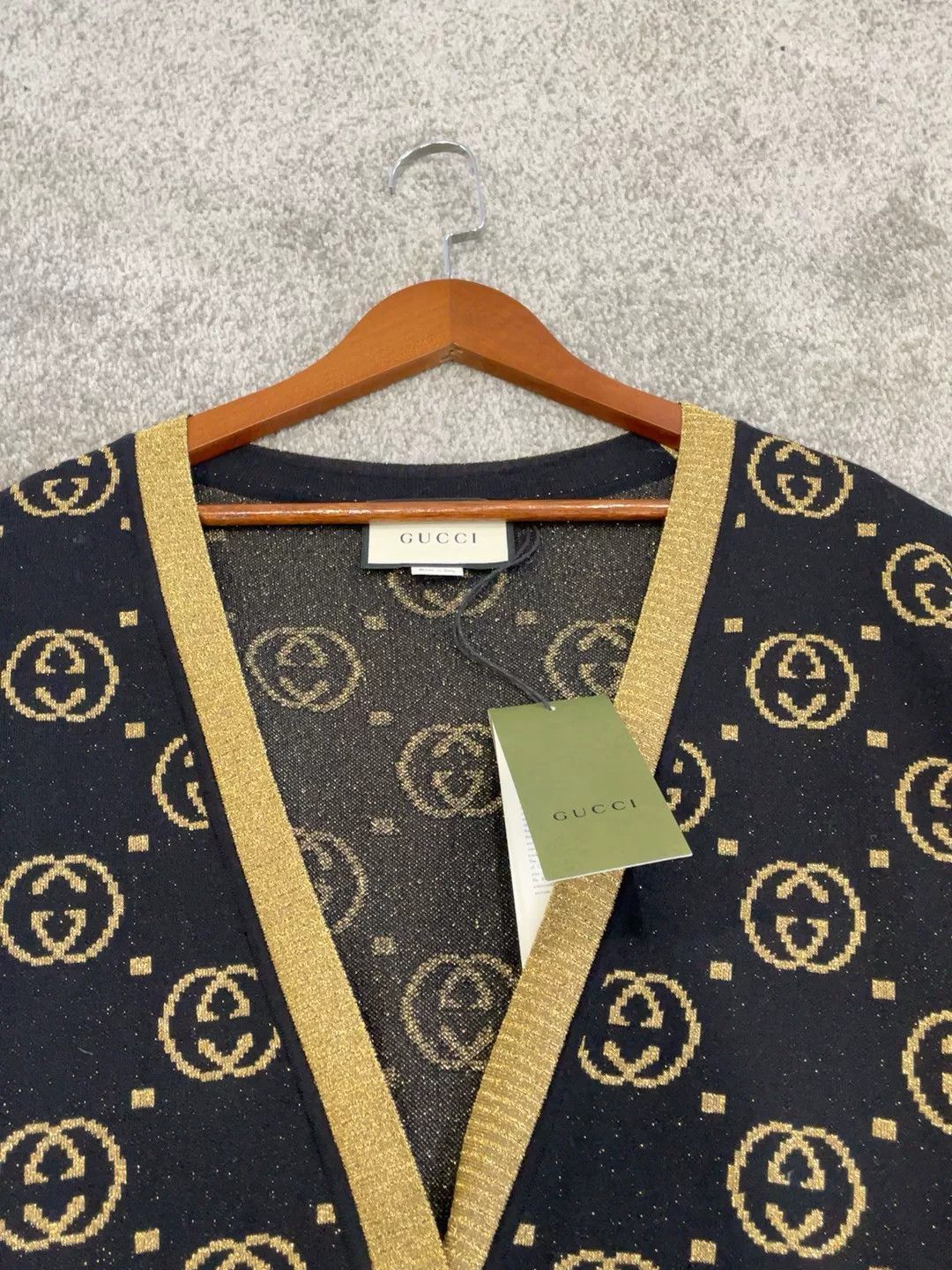 Gucci Gucci Black Gold Double G Knit Cardigan Size L / US 10 / IT 46 - 3 Thumbnail