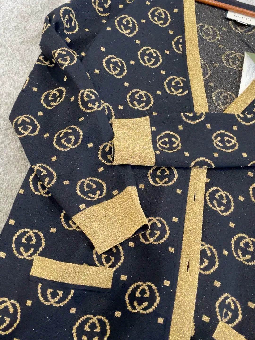 Gucci Gucci Black Gold Double G Knit Cardigan Size L / US 10 / IT 46 - 4 Thumbnail