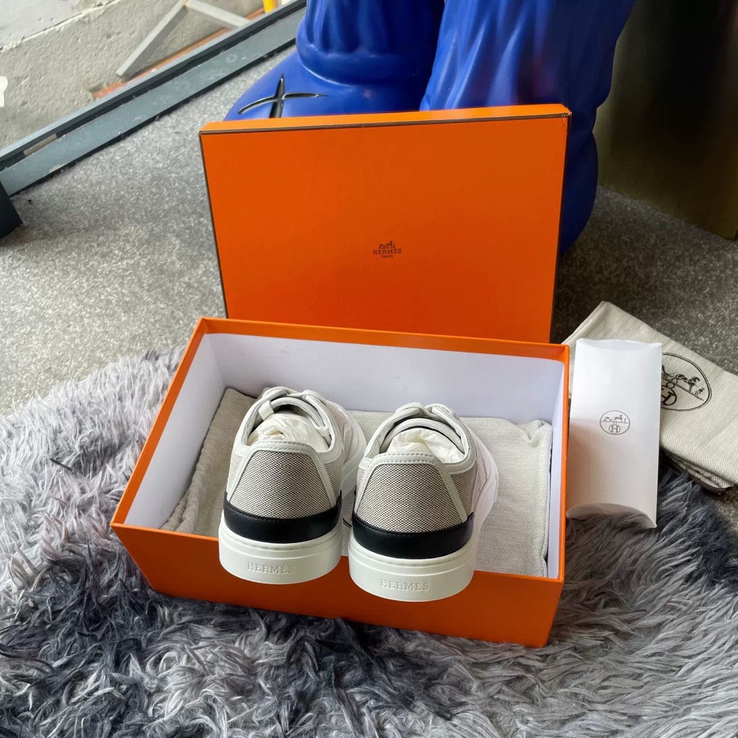 Hermes Hermes Gray Round-Toe Canvas Shoes Size US 6 / IT 36 - 5 Thumbnail