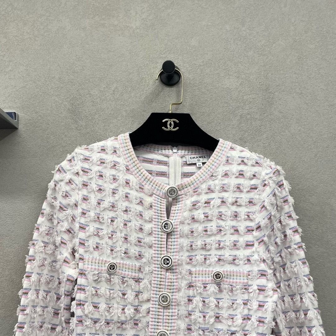 Chanel Chanel Pink White Tweed Dress Size XXS / US 00 / IT 34 - 4 Thumbnail