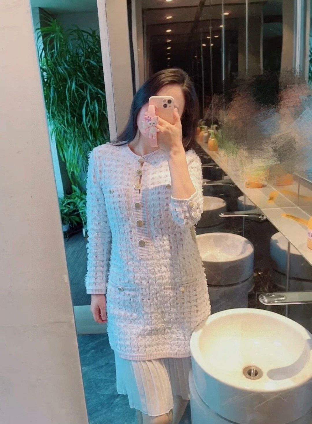 Chanel Chanel Pink White Tweed Dress Size XXS / US 00 / IT 34 - 9 Thumbnail