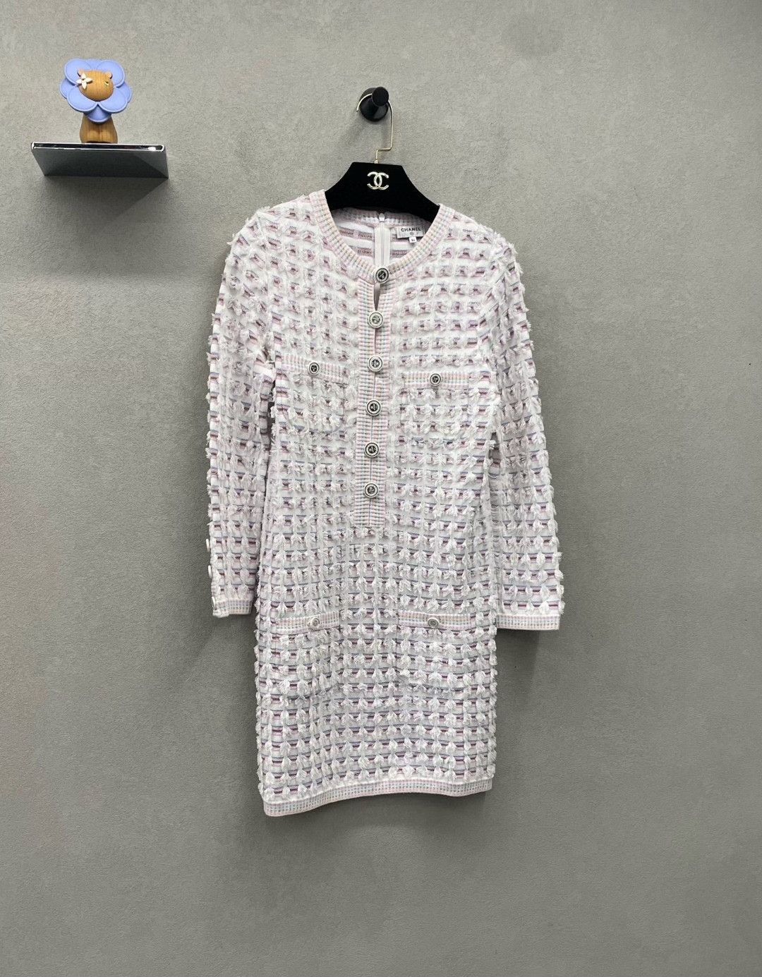 Chanel Chanel Pink White Tweed Dress Size XXS / US 00 / IT 34 - 3 Thumbnail