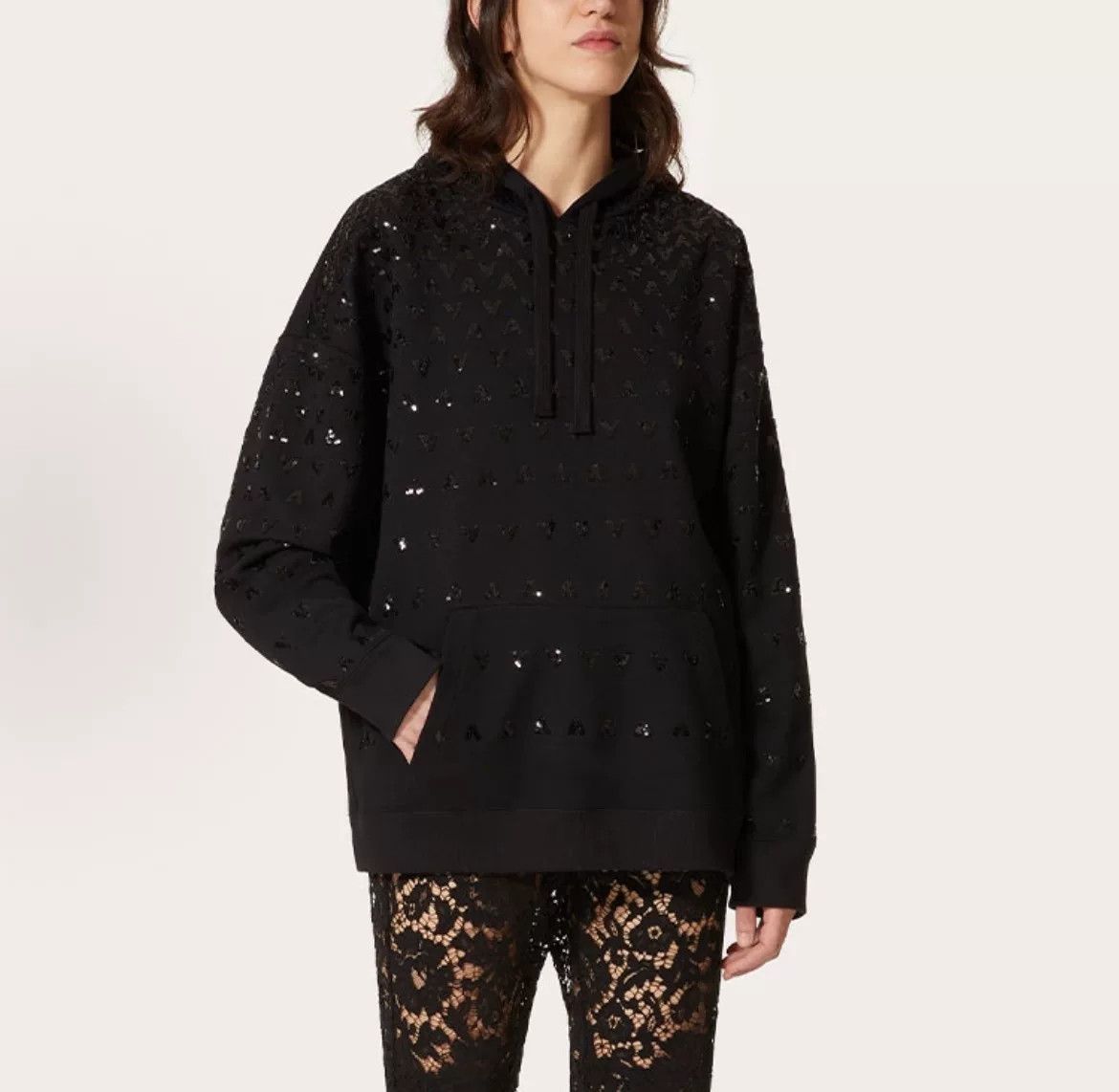 Valentino Valentino Black Sequin Embroidered Hoodie Size XS / US 0-2 / IT 36-38 - 7 Thumbnail