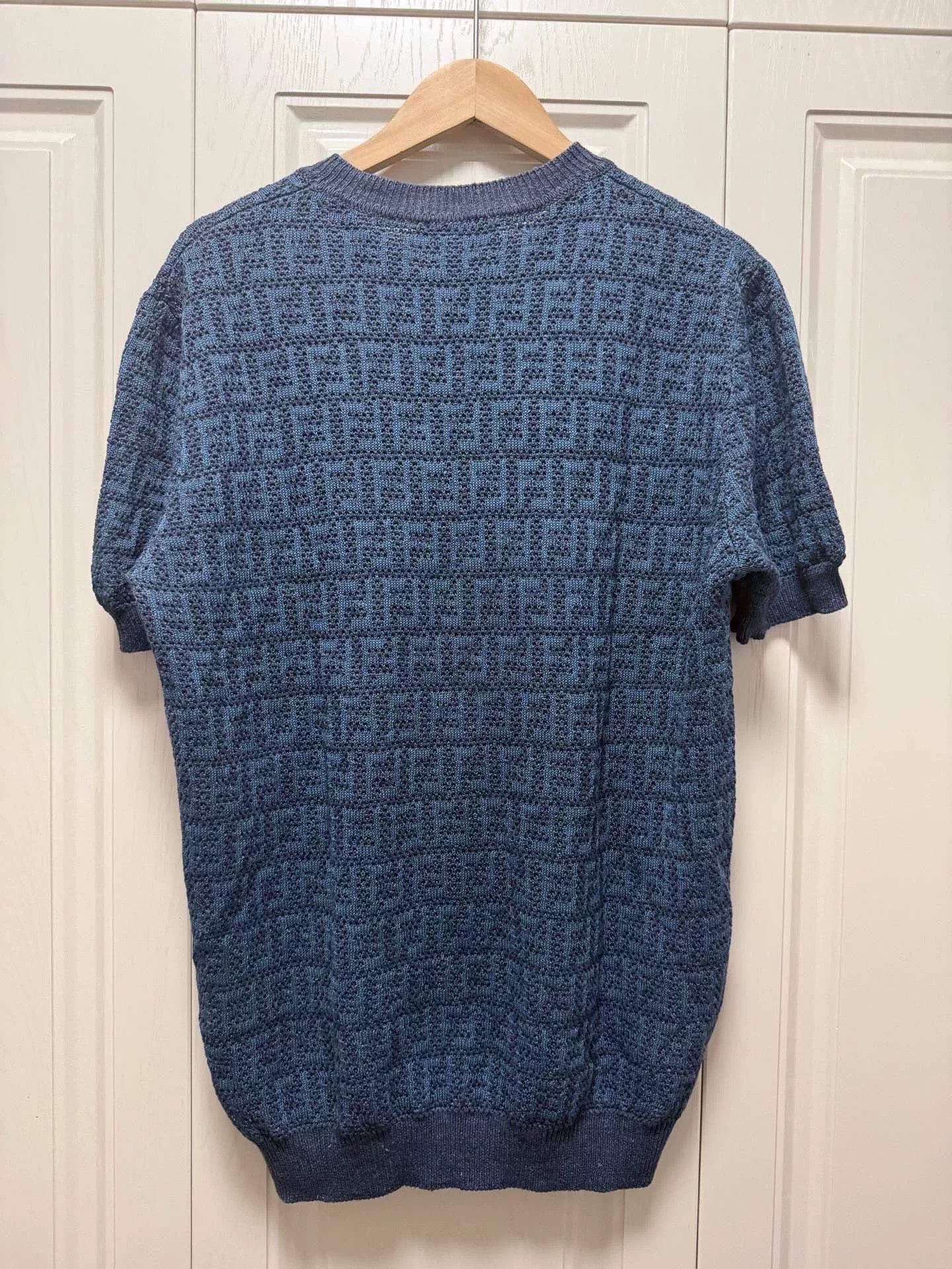 Fendi FENDI SS24 Intarsia Logo Blue Knit Tee Size US L / EU 52-54 / 3 - 2 Thumbnail