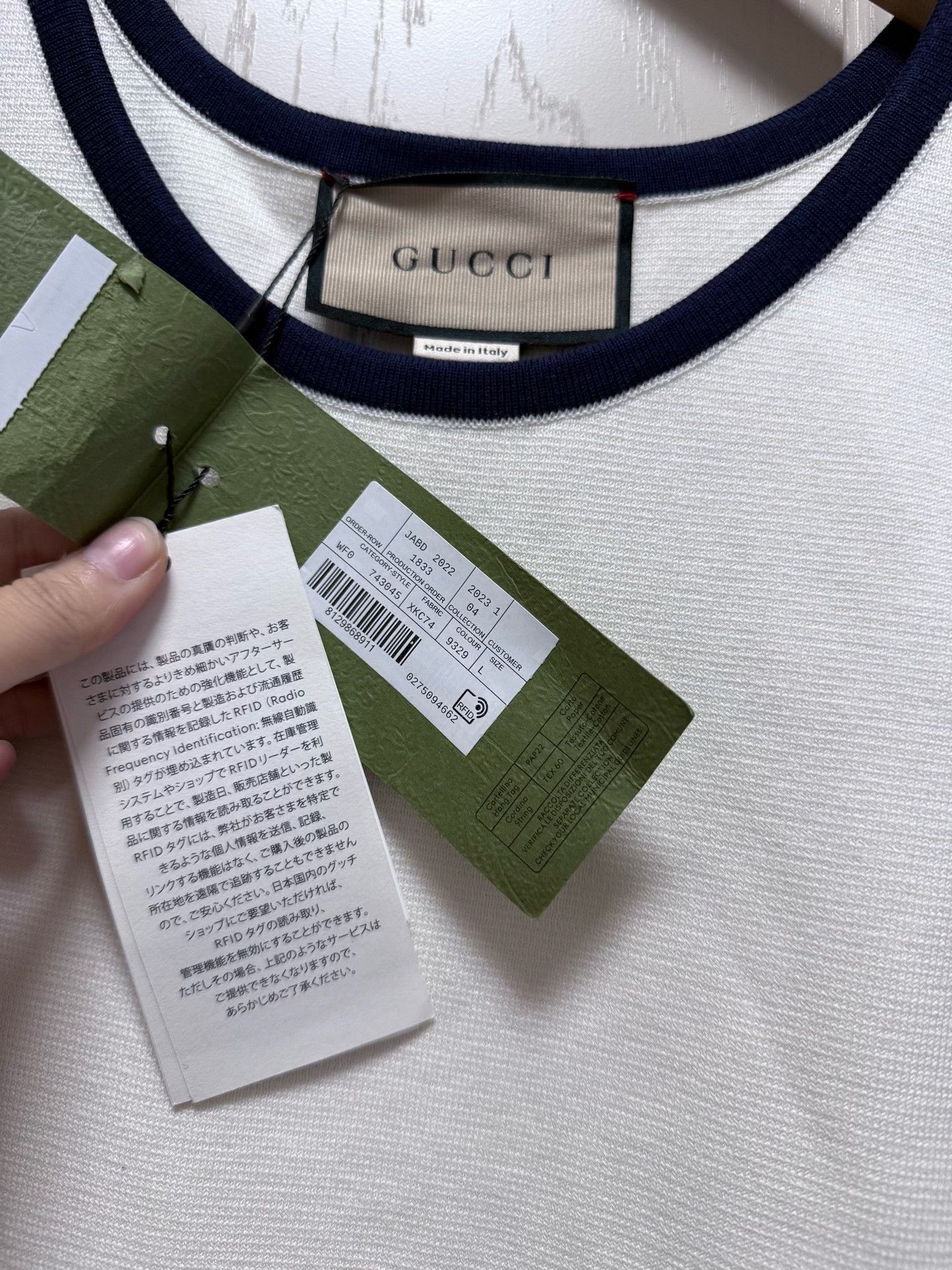 Gucci Gucci White Navy Trim Round Neck Dress Size L / US 10 / IT 46 - 3 Thumbnail