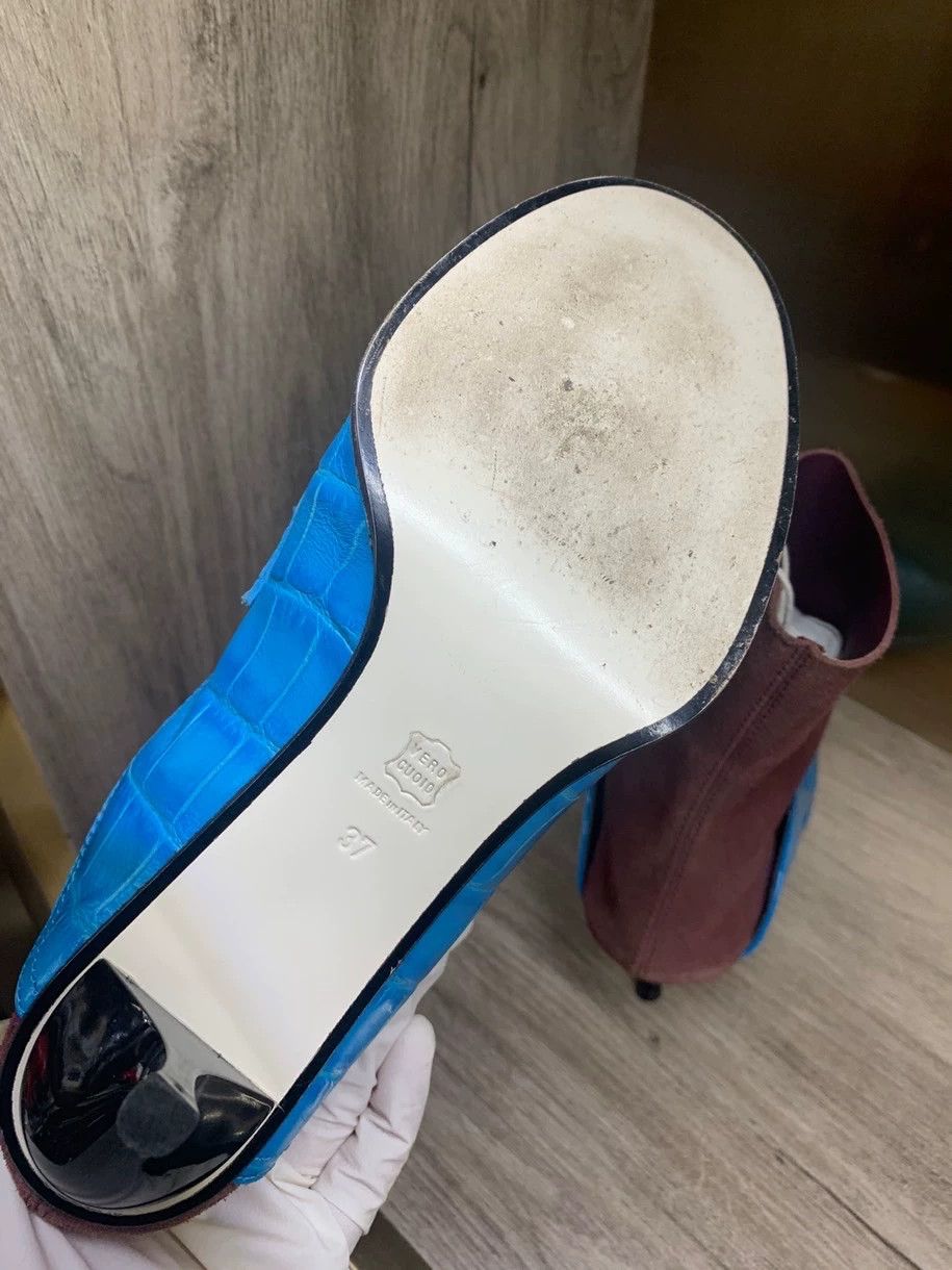 Loewe Loewe Sky Blue Crocodile Print Low-Heel Boots Size US 6 / IT 36 - 5 Thumbnail
