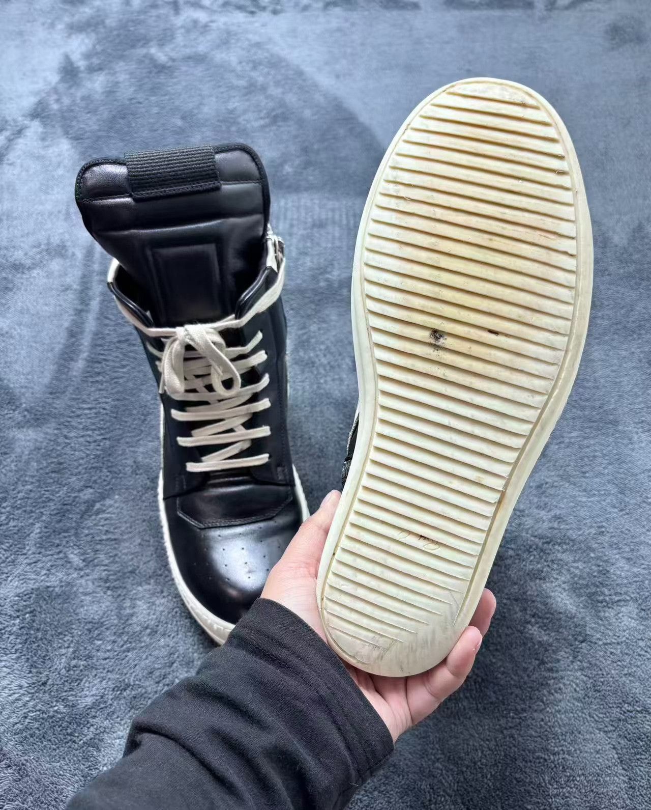 Rick Owens Rick Owens Leather Black Hitop Sneakers 41 Men Size US 8.5 / EU 41-42 - 9 Thumbnail