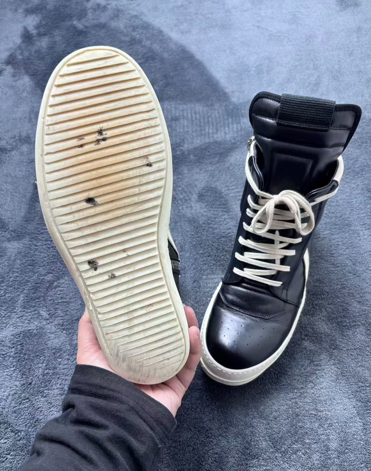Rick Owens Rick Owens Leather Black Hitop Sneakers 41 Men Size US 8.5 / EU 41-42 - 8 Thumbnail