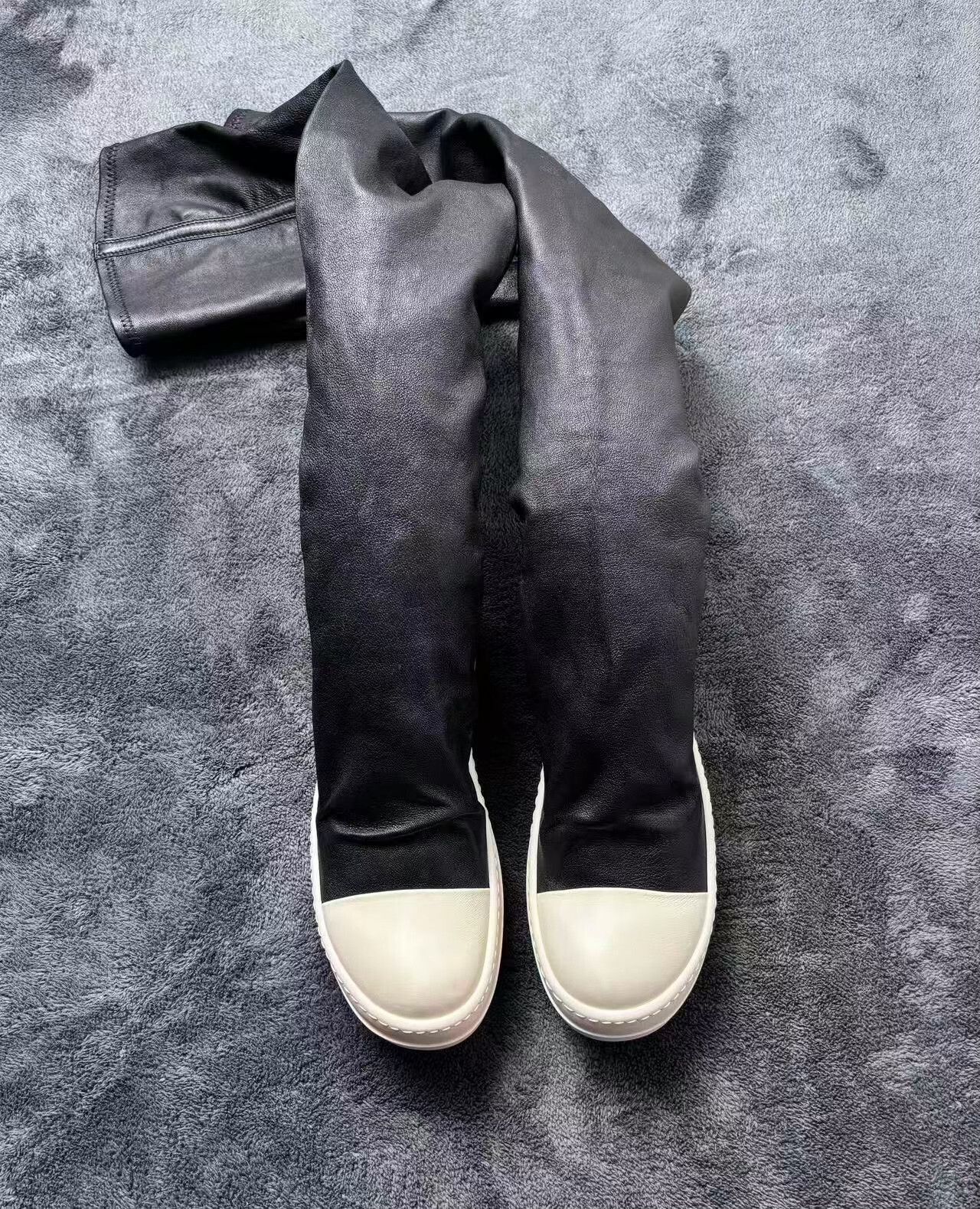 Rick Owens Rick Owens Leather Long White Lowtop Sneakers 35 Men Size US 5 / EU 37 - 2 Thumbnail