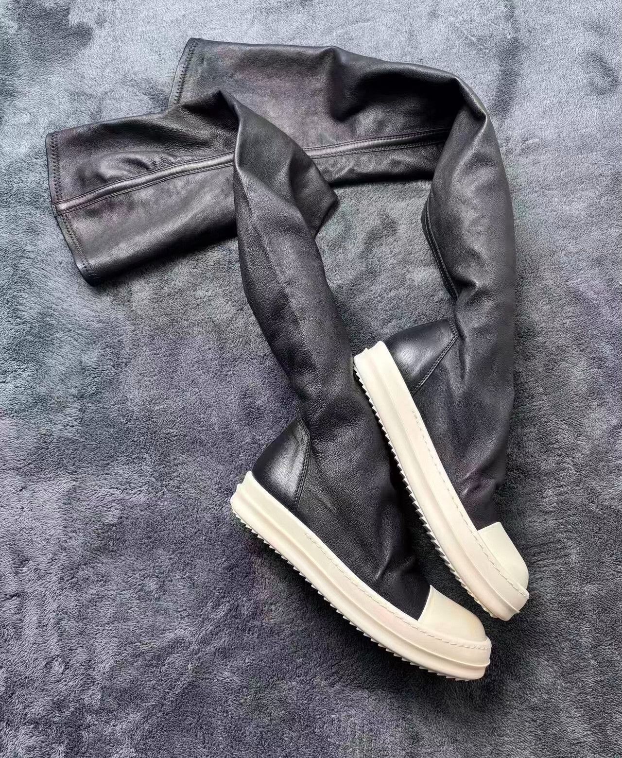 Rick Owens Rick Owens Leather Long White Lowtop Sneakers 35 Men Size US 5 / EU 37 - 3 Thumbnail