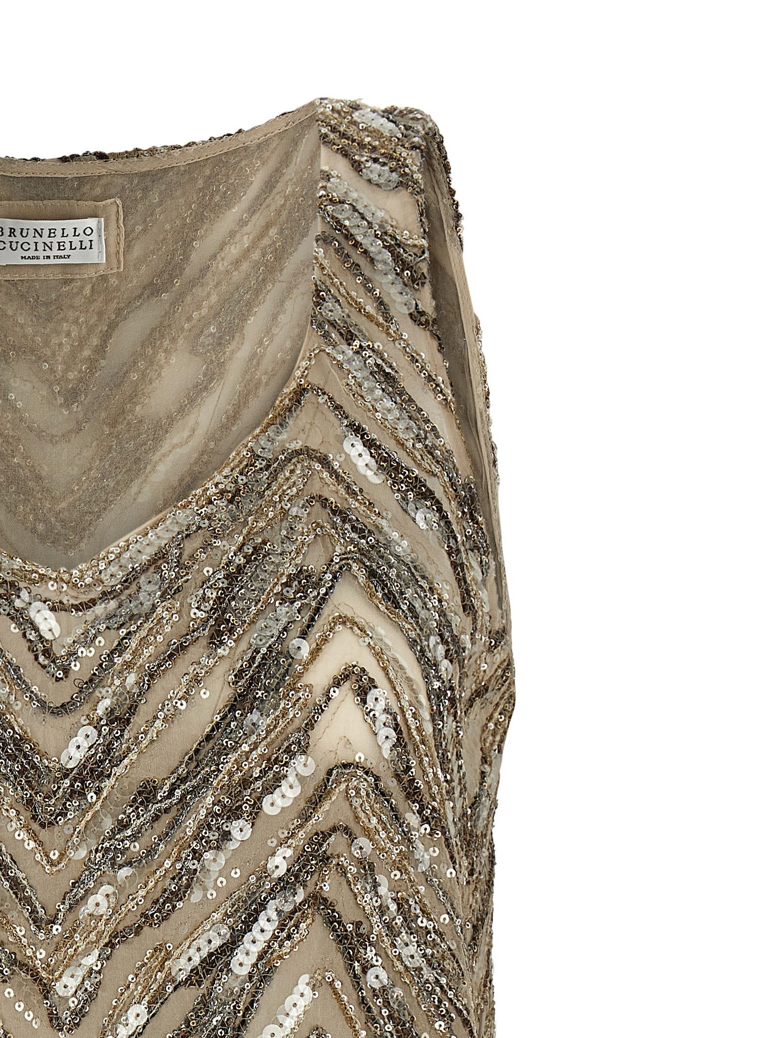 Brunello Cucinelli 'Dazzling Chevron Embroidery' Top Size M / US 6-8 / IT 42-44 - 3 Thumbnail