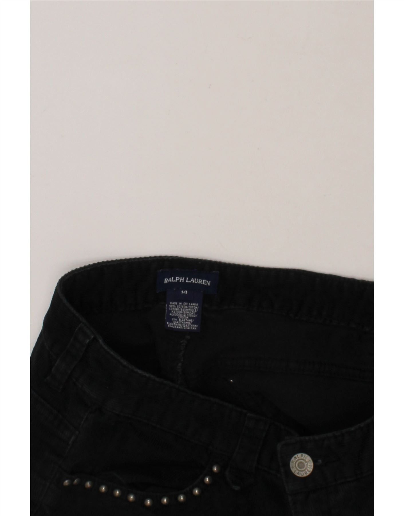 Ralph Lauren Girls Corduroy Shorts 13-14 Years W28 Black Cotton Size 32" / US 10 / IT 46 - 3 Thumbnail