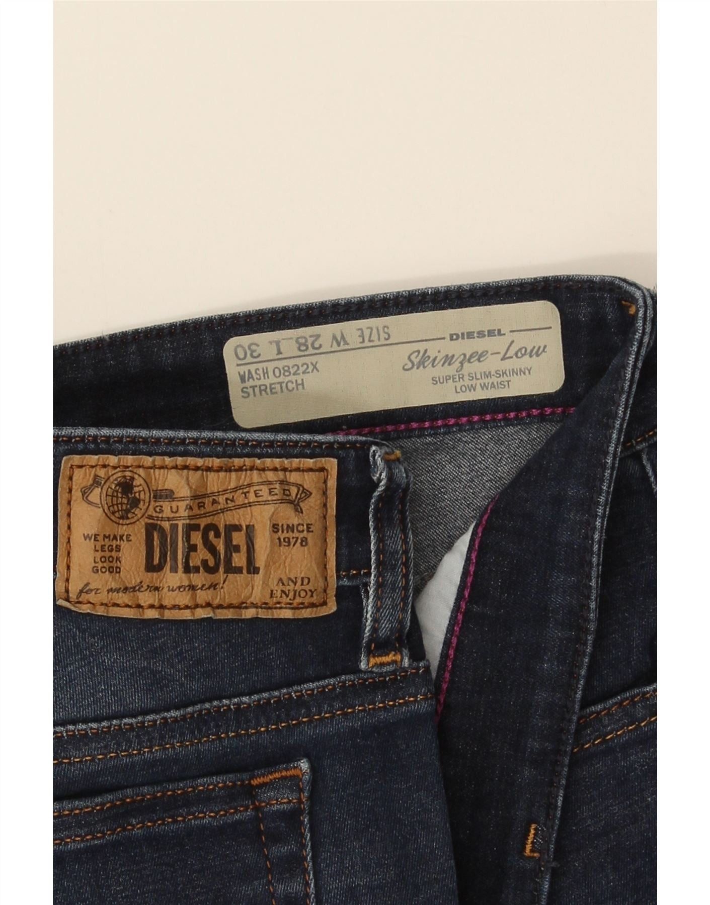 Diesel Womens Skinzee Low Waist Super Slim Skinny Jeans W28 L30 Nav Size 42" / US 20 - 3 Thumbnail