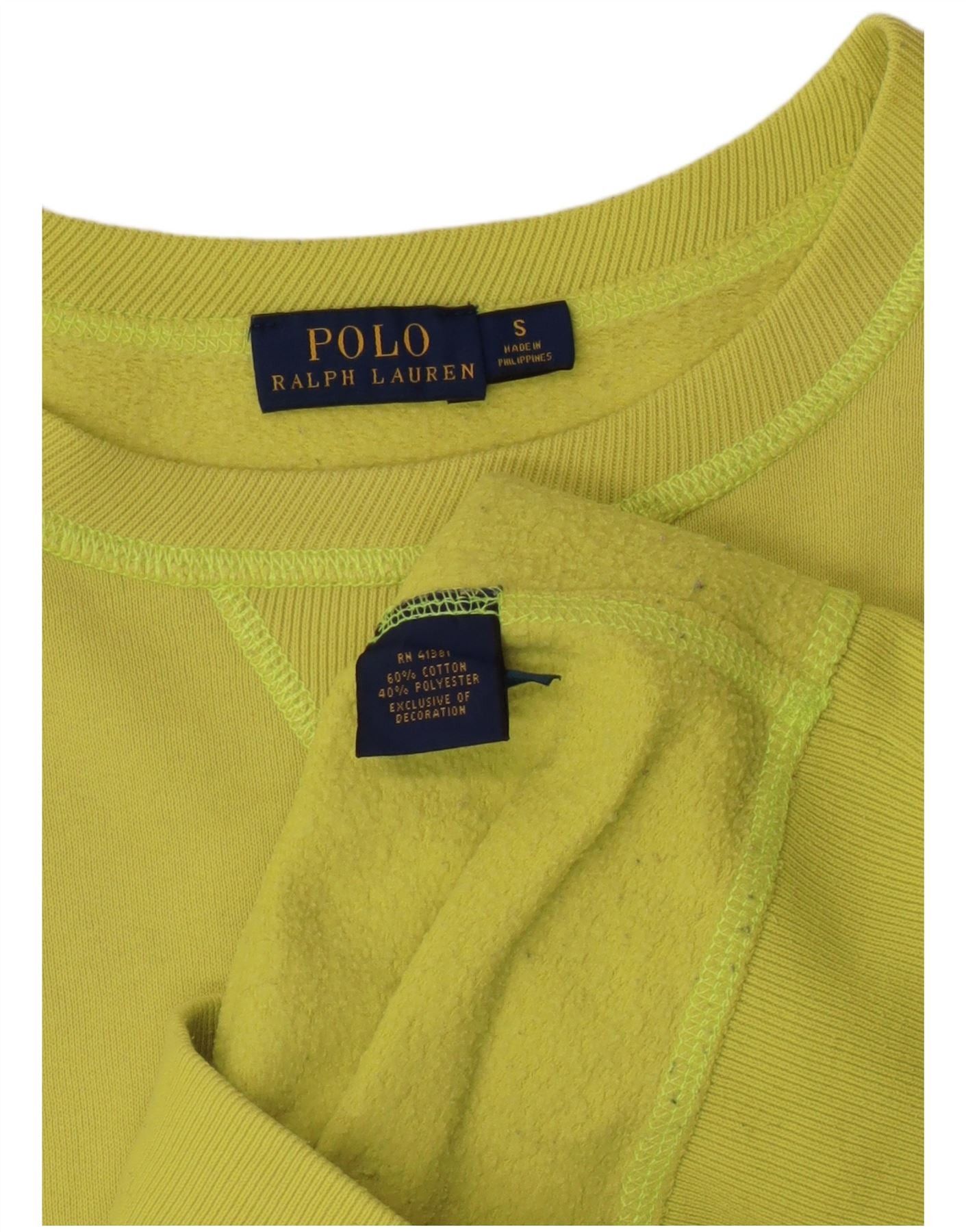 Polo Ralph Lauren Womens Crop Sweatshirt Jumper UK 10 Small Green Cotton Size S / US 4 / IT 40 - 5 Thumbnail