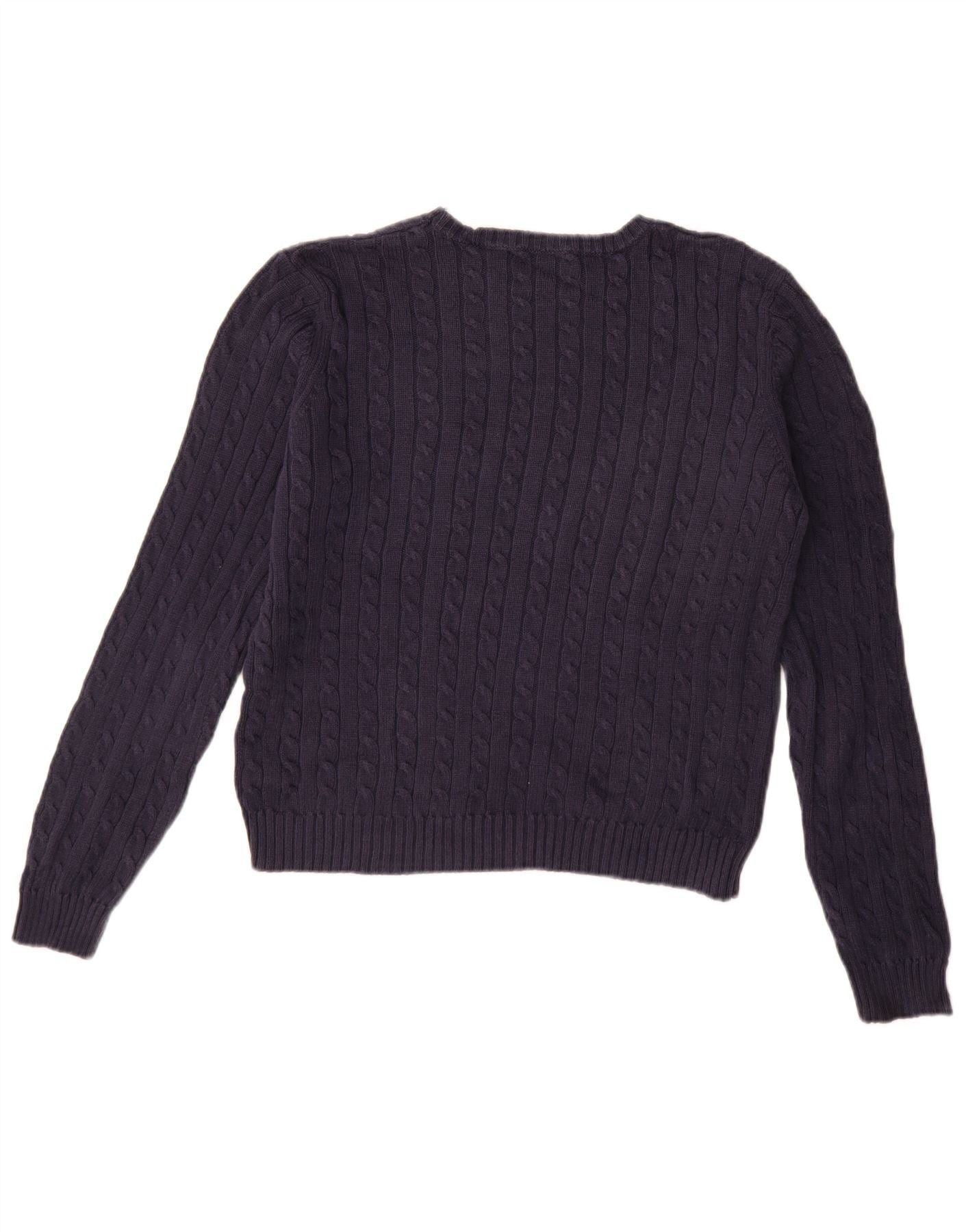 Ralph Lauren Womens Boat Neck Jumper Sweater UK 14 Medium Navy Blue Cotto Size M / US 6-8 / IT 42-44 - 2 Thumbnail
