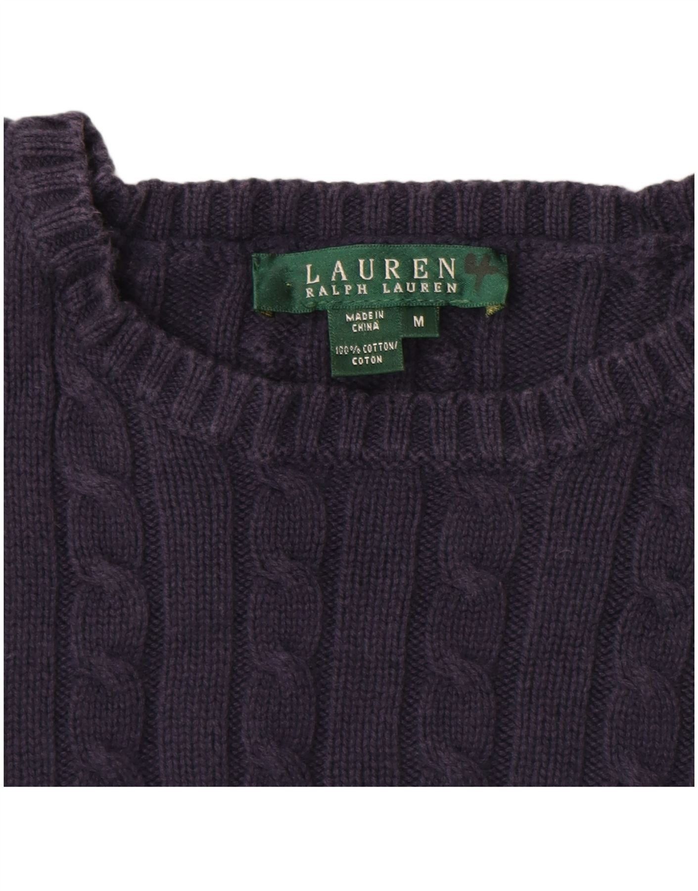 Ralph Lauren Womens Boat Neck Jumper Sweater UK 14 Medium Navy Blue Cotto Size M / US 6-8 / IT 42-44 - 3 Thumbnail