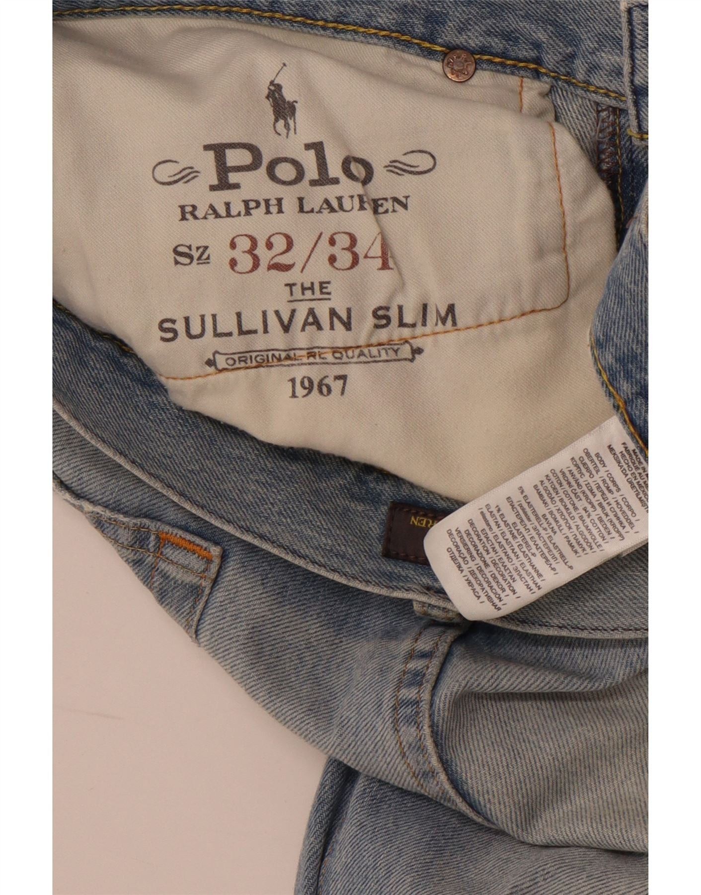 Polo Ralph Lauren Mens The Sullivan Slim Jeans W36 L30 Blue Cotton Size US 32 / EU 48 - 3 Thumbnail