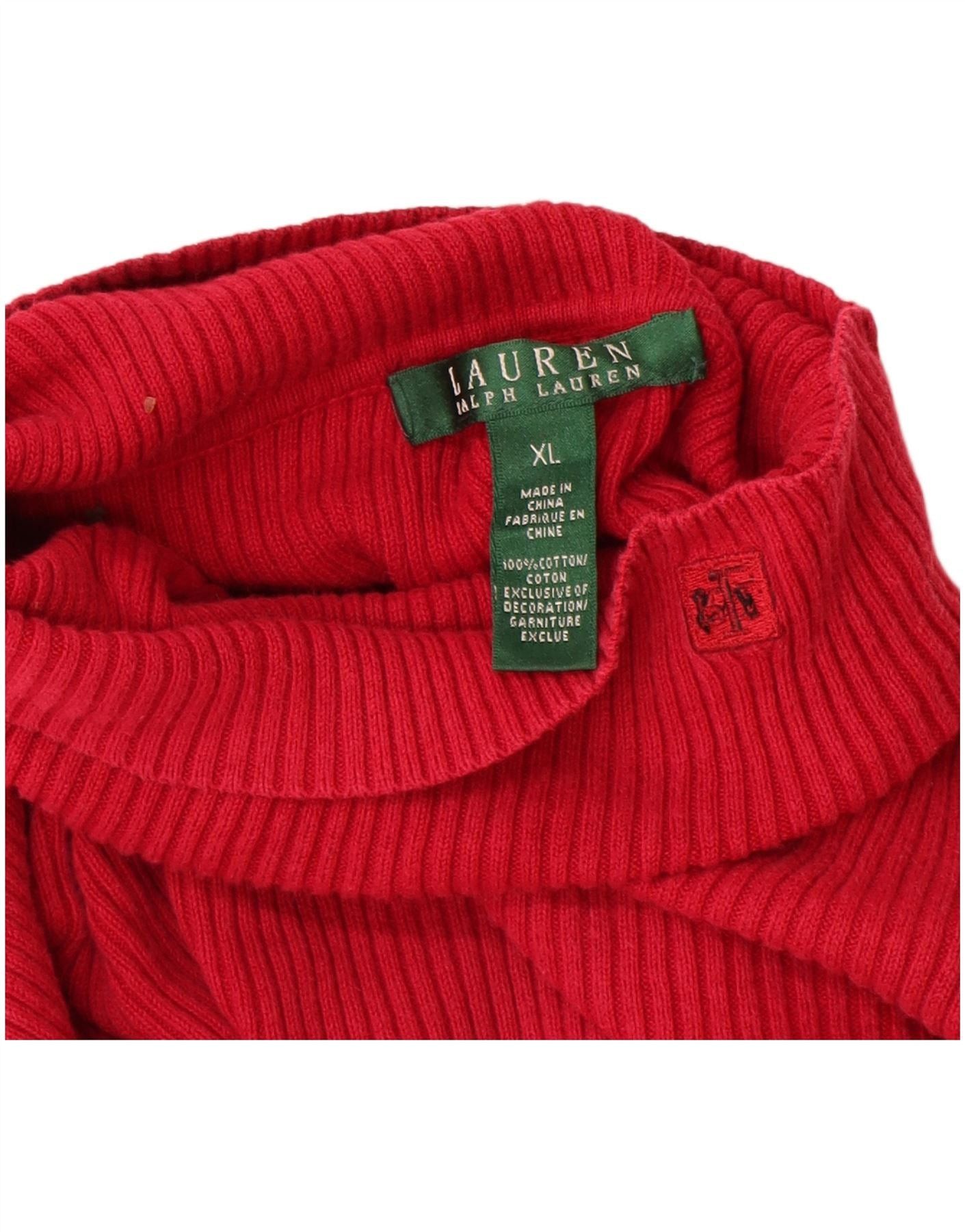 Ralph Lauren Womens Roll Neck Jumper Sweater UK 18 XL Red Cotton Size M / US 6-8 / IT 42-44 - 4 Thumbnail
