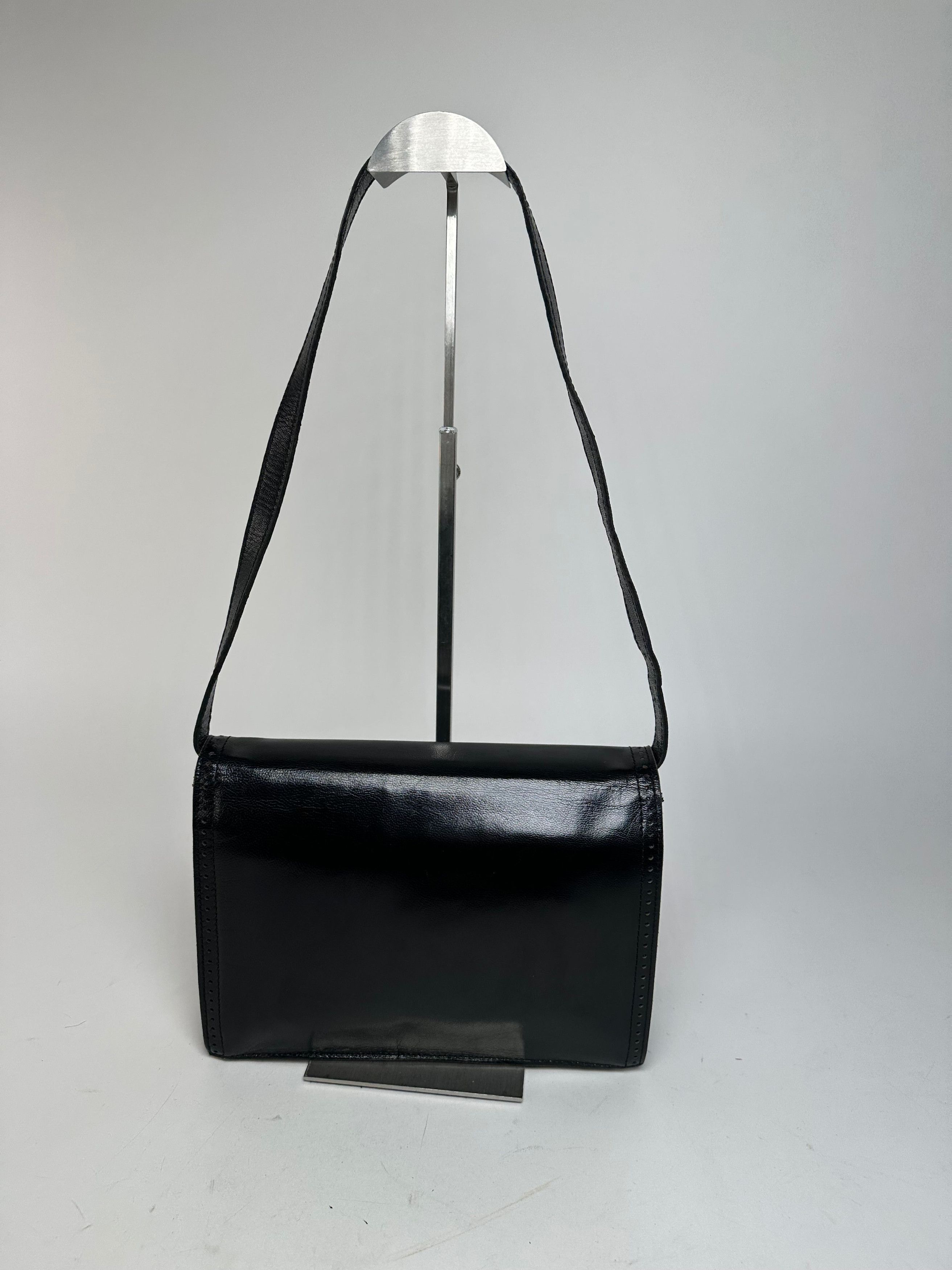 Vintage Yves Saint Laurent Leather Shoulder Bag Black