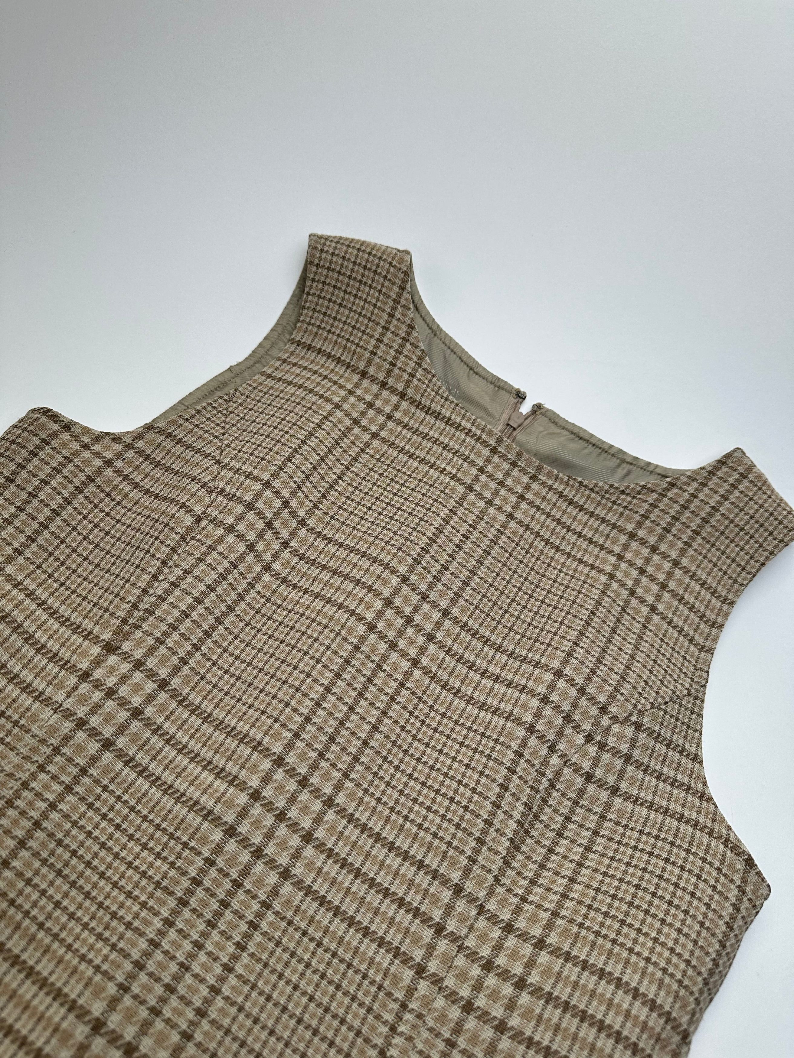 Dior Vintage Wool Checked Dress M Beige Brown Size M / US 6-8 / IT 42-44 - 9 Thumbnail
