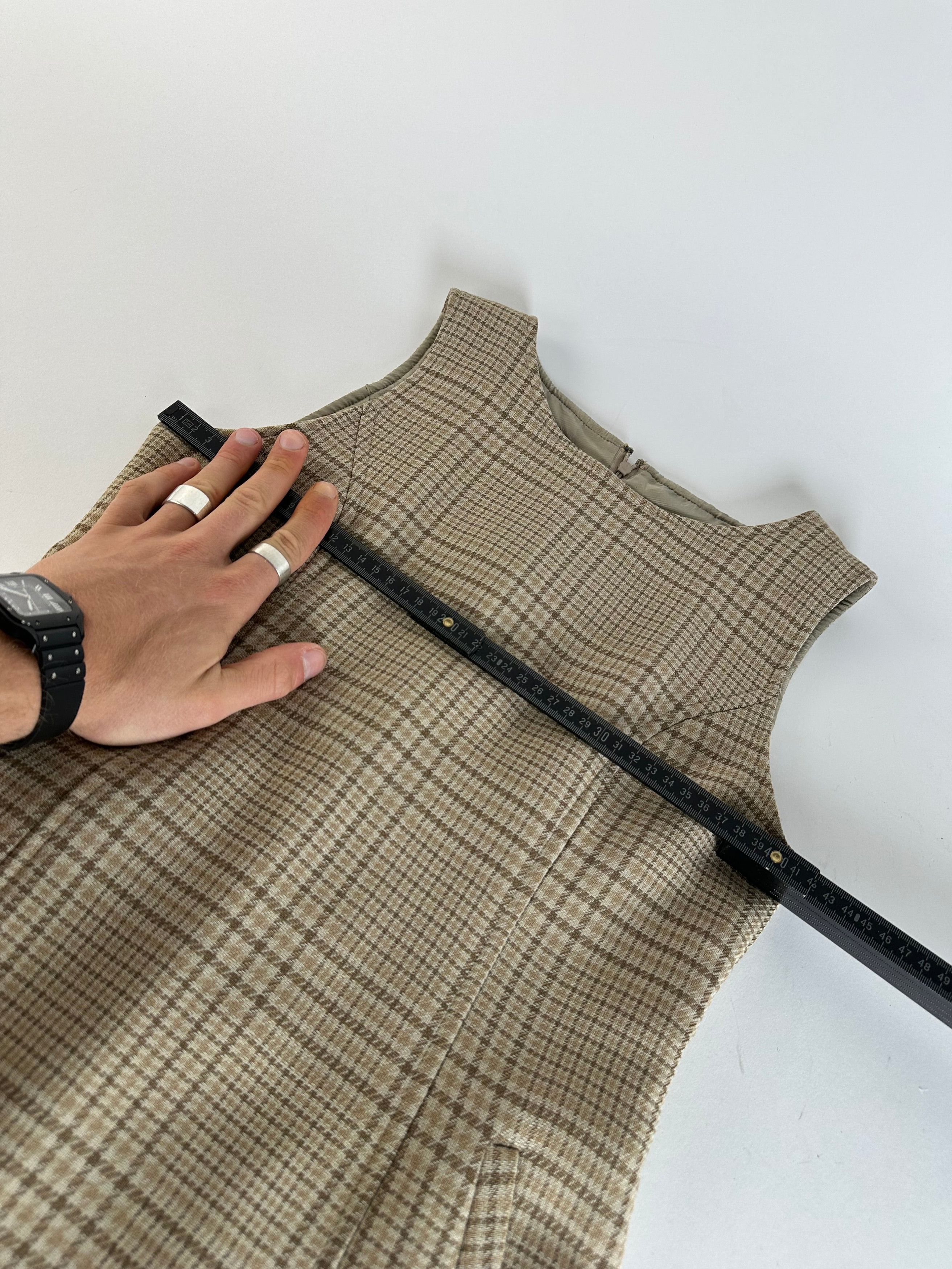 Dior Vintage Wool Checked Dress M Beige Brown Size M / US 6-8 / IT 42-44 - 10 Thumbnail