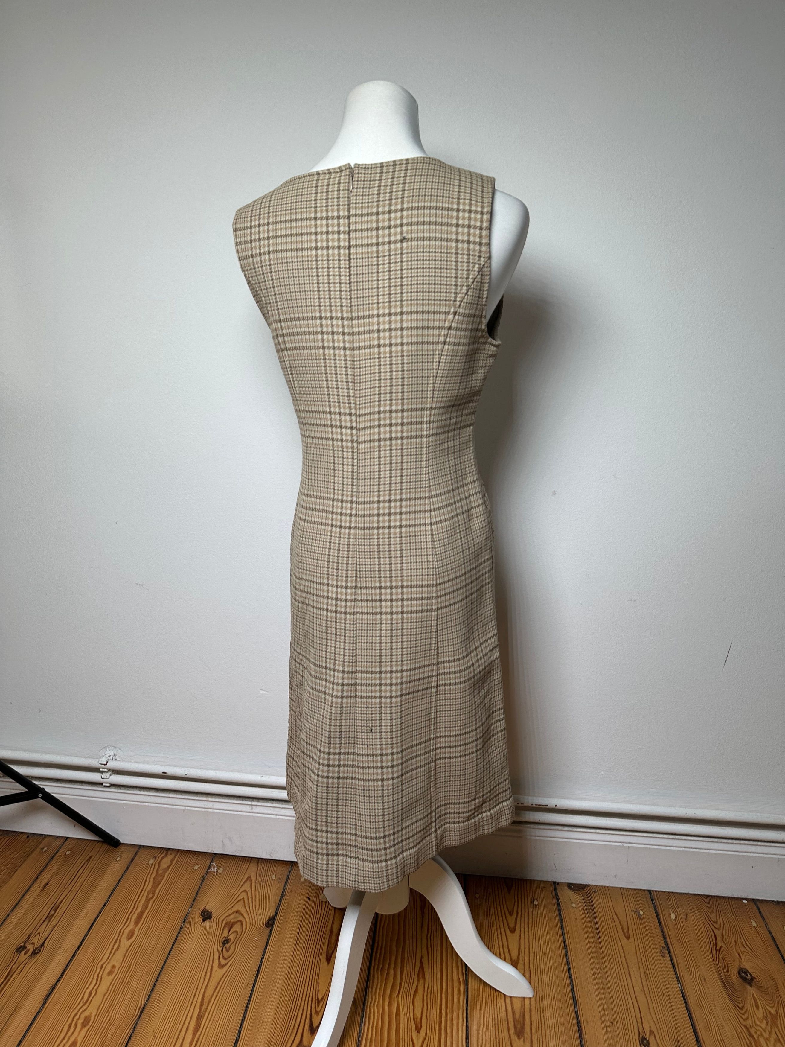 Dior Vintage Wool Checked Dress M Beige Brown Size M / US 6-8 / IT 42-44 - 4 Thumbnail