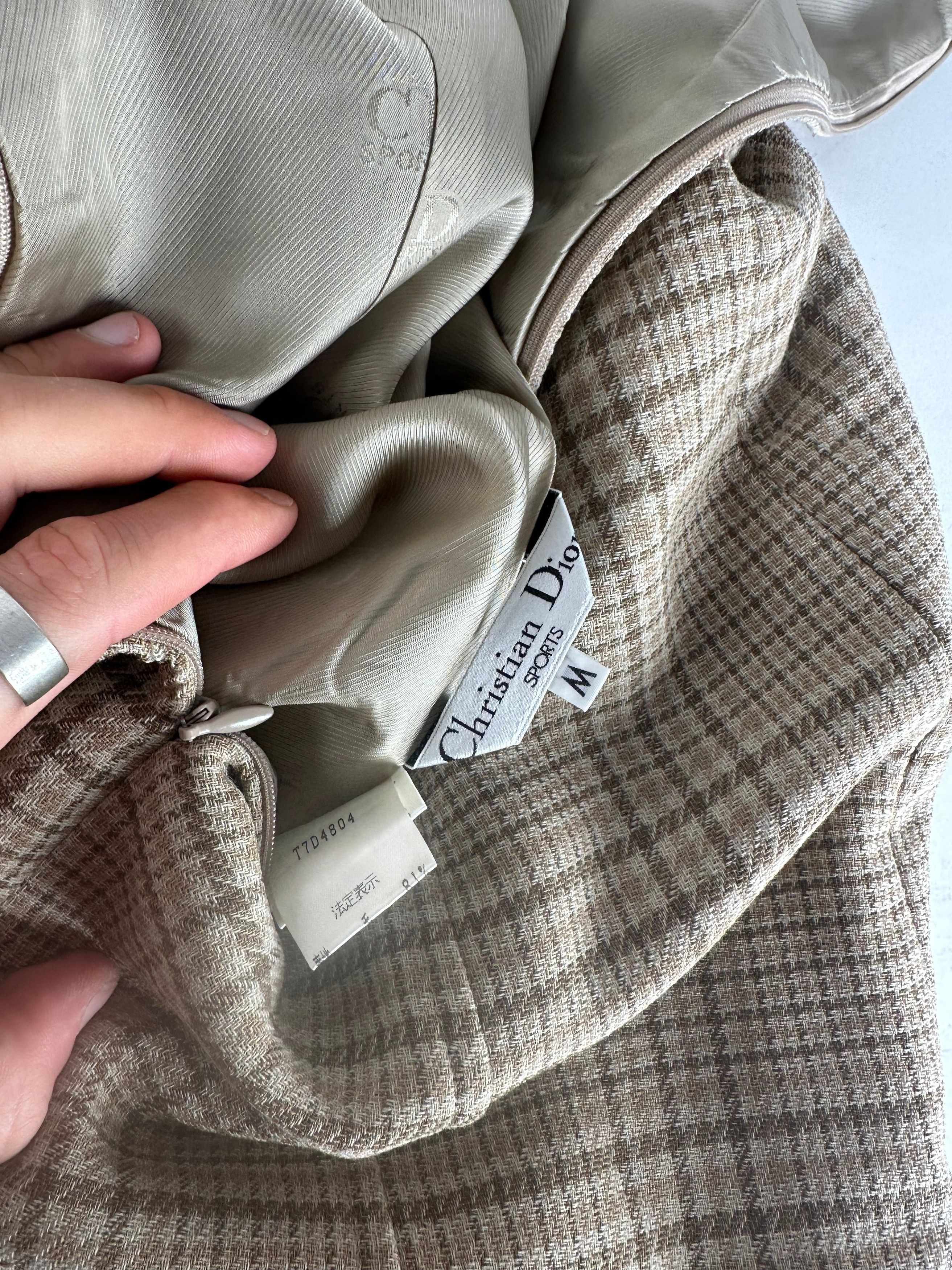 Dior Vintage Wool Checked Dress M Beige Brown Size M / US 6-8 / IT 42-44 - 6 Thumbnail