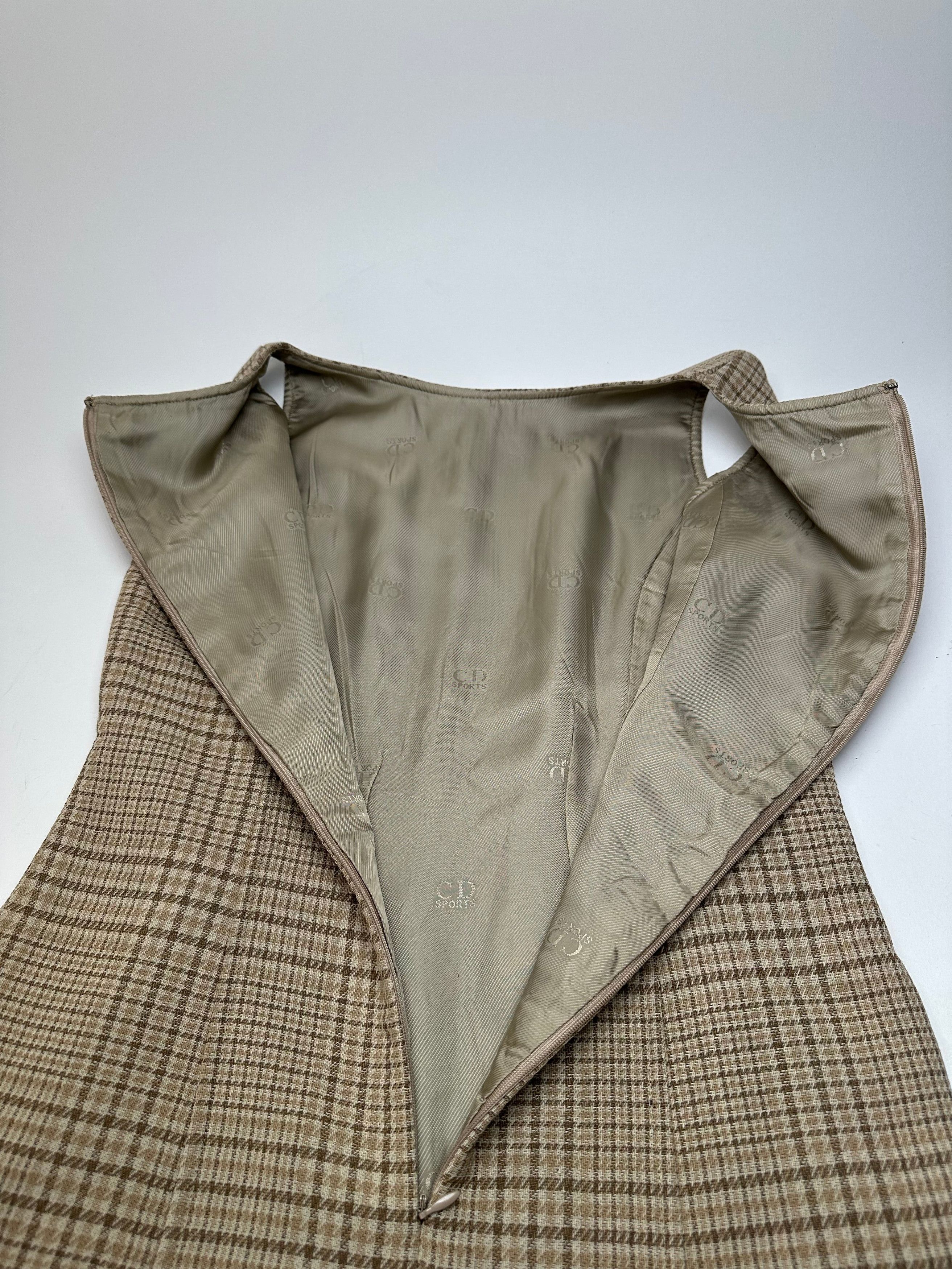 Dior Vintage Wool Checked Dress M Beige Brown Size M / US 6-8 / IT 42-44 - 12 Thumbnail