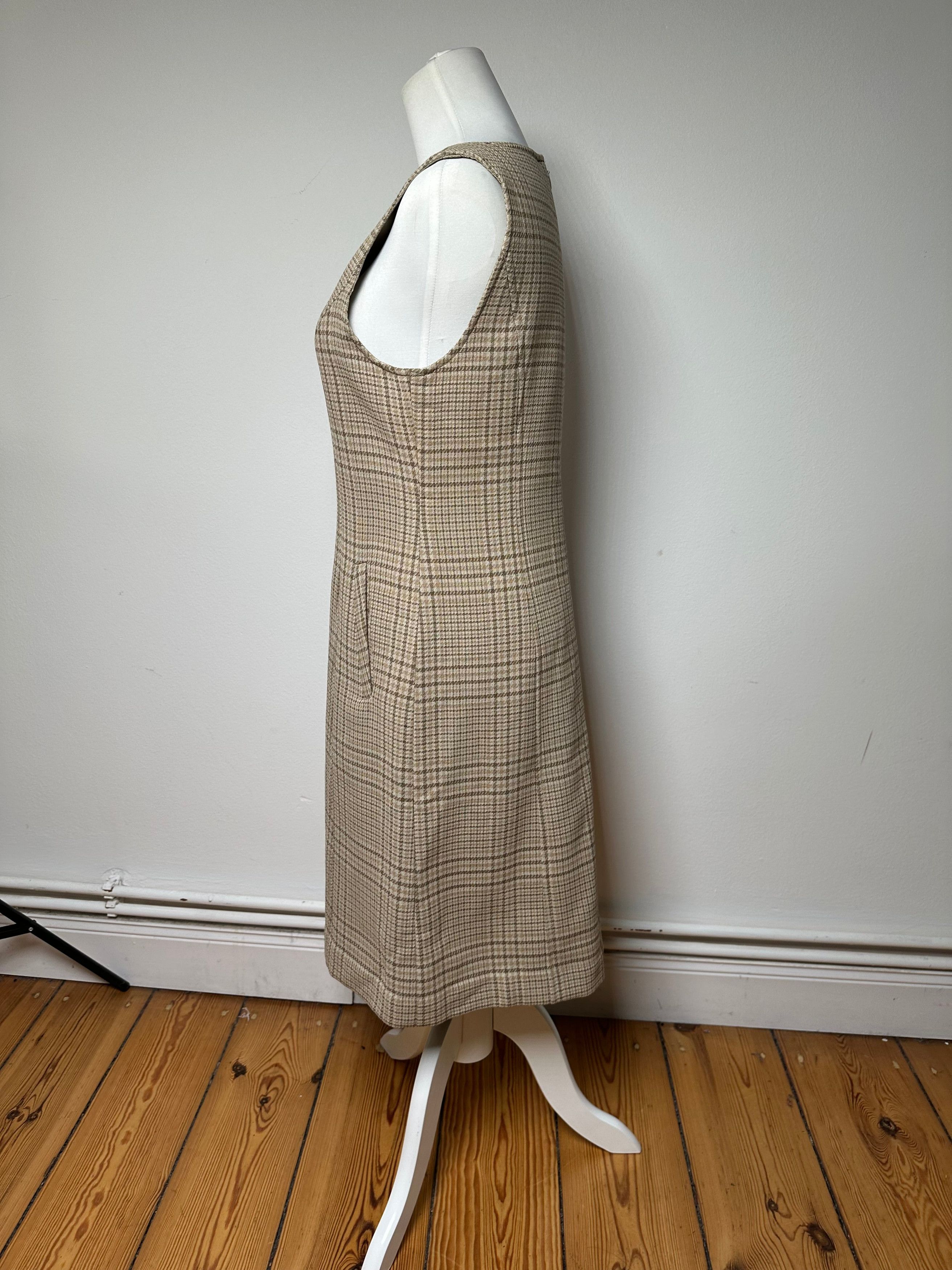 Dior Vintage Wool Checked Dress M Beige Brown Size M / US 6-8 / IT 42-44 - 3 Thumbnail